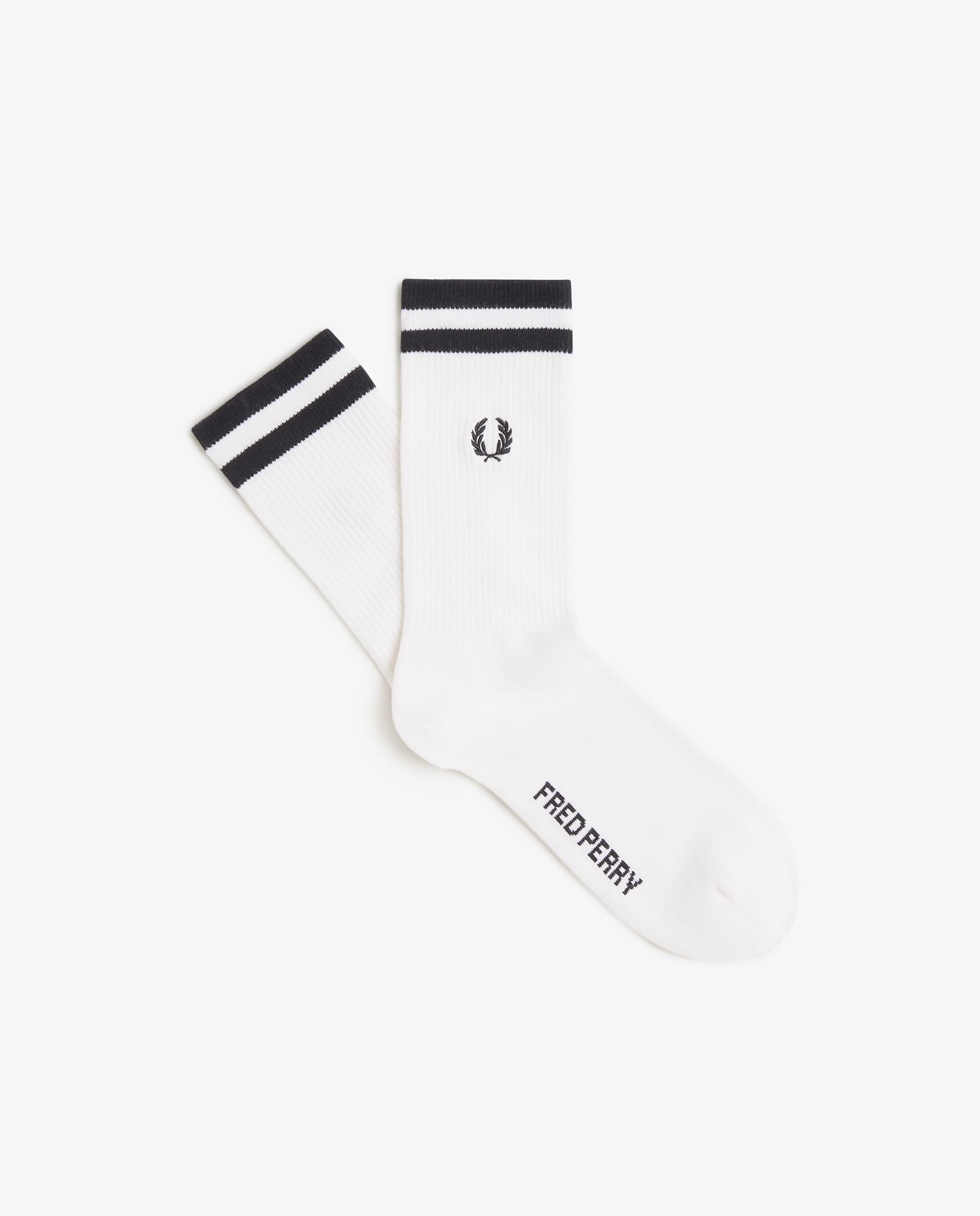 Imagen 3 de Calcetines altos de hombre deportivos con dos franjas - Fred Perry - Blanco Blanco