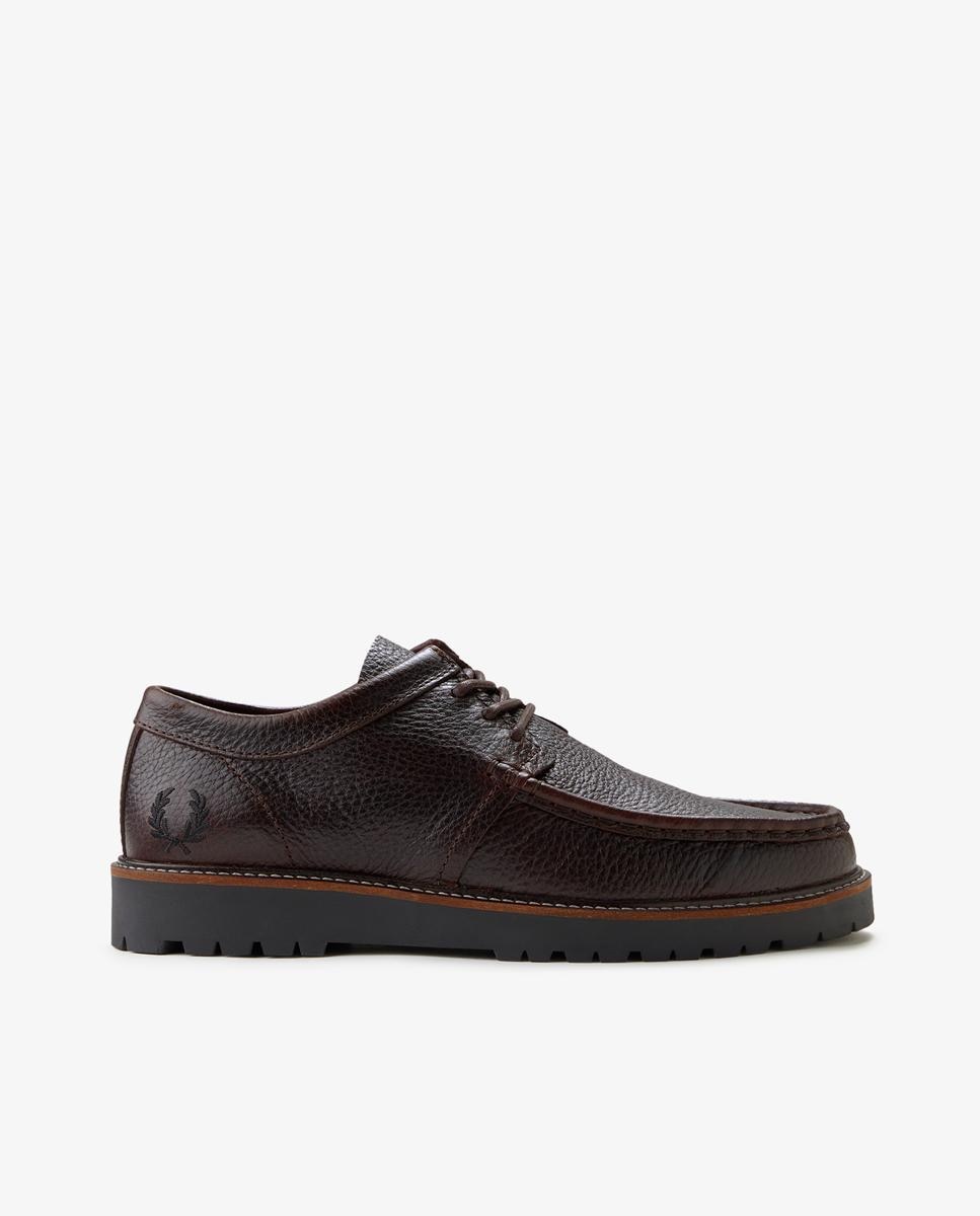 Imagen 0 de Zapato de hombre kenney low tumbled de piel con logo Marrón oscuro