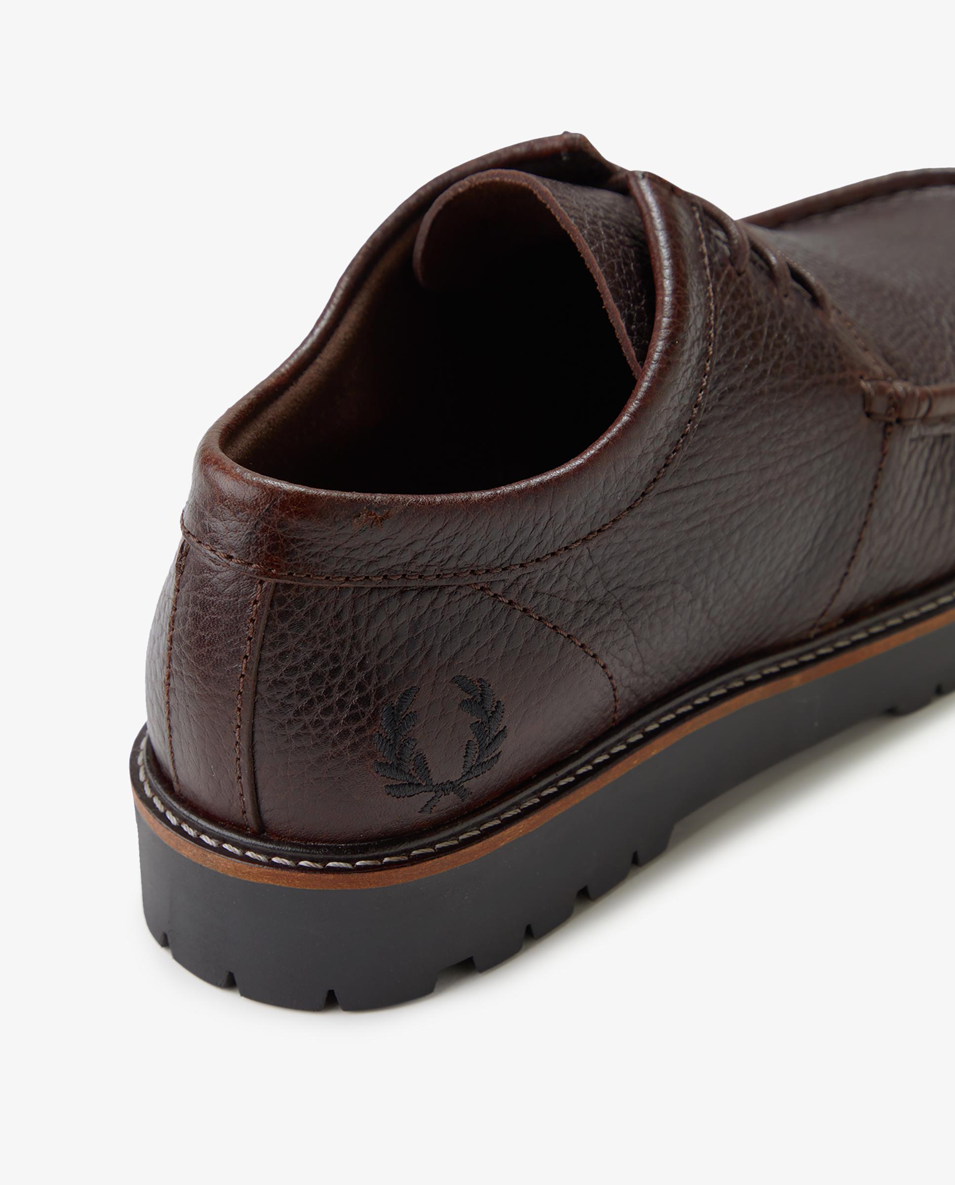Zapato de hombre kenney low tumbled de piel con logo - Fred Perry - Marrón oscuro Marrón oscuro-3