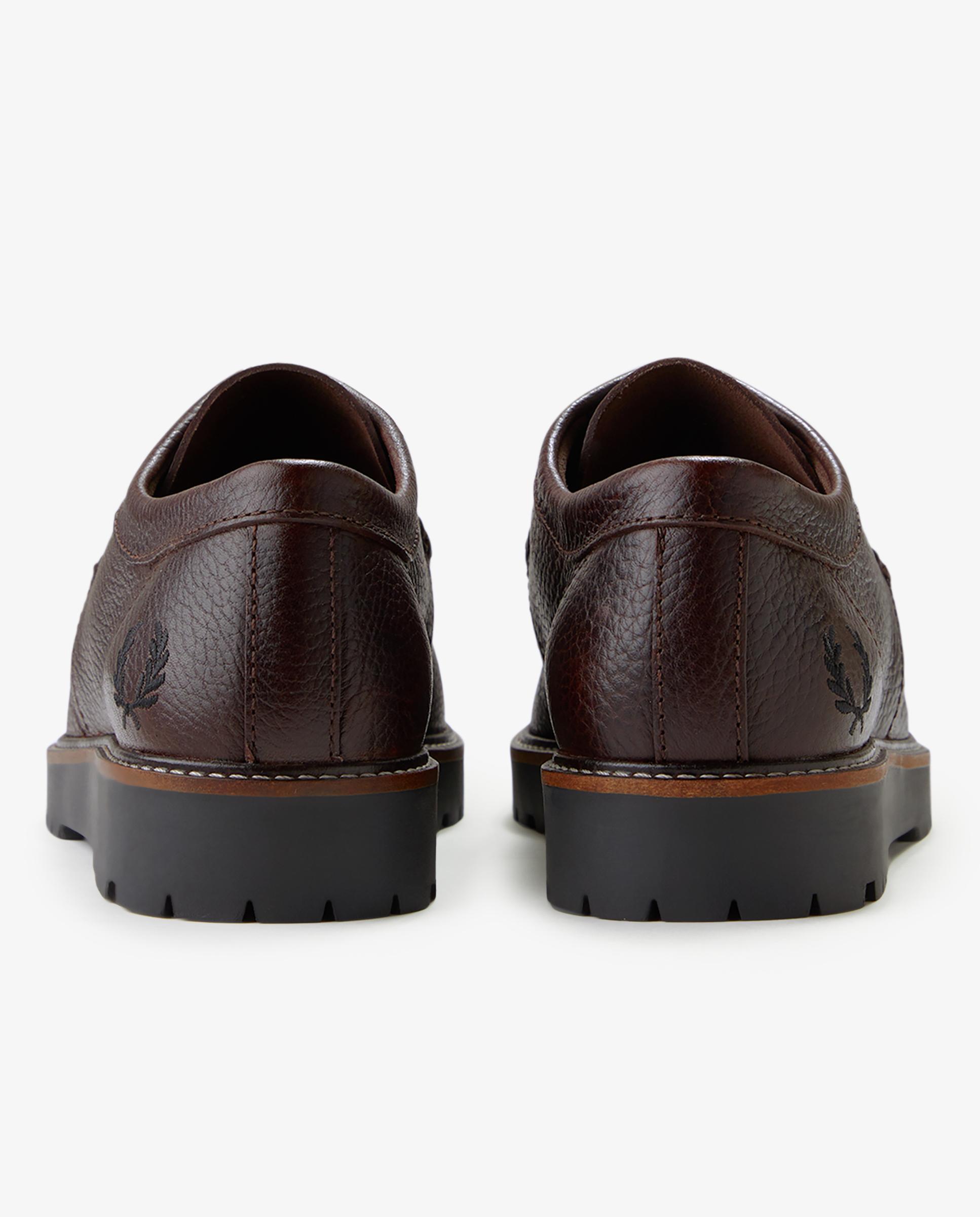 Zapato de hombre kenney low tumbled de piel con logo - Fred Perry - Marrón oscuro Marrón oscuro-5
