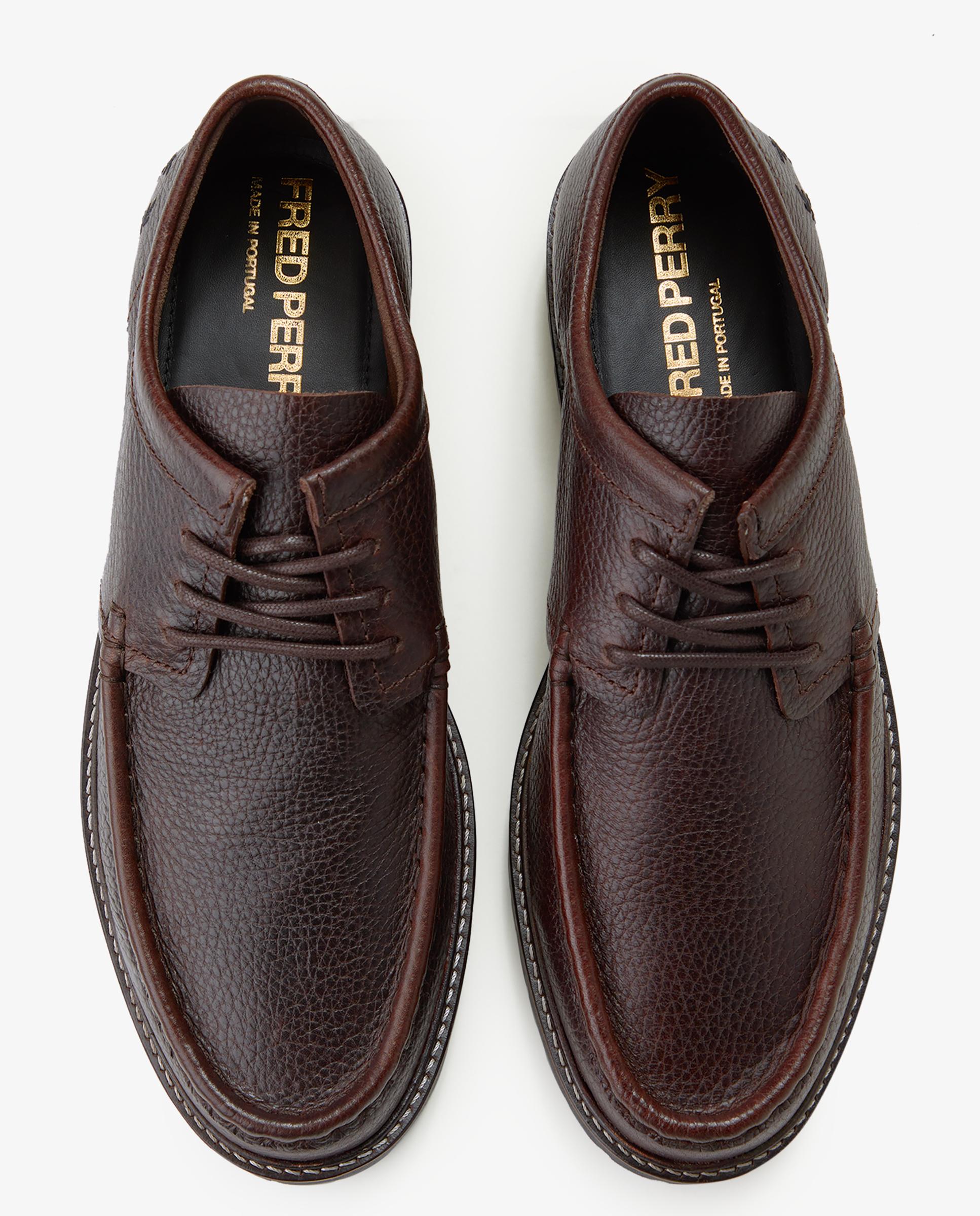 Zapato de hombre kenney low tumbled de piel con logo - Fred Perry - Marrón oscuro Marrón oscuro-6