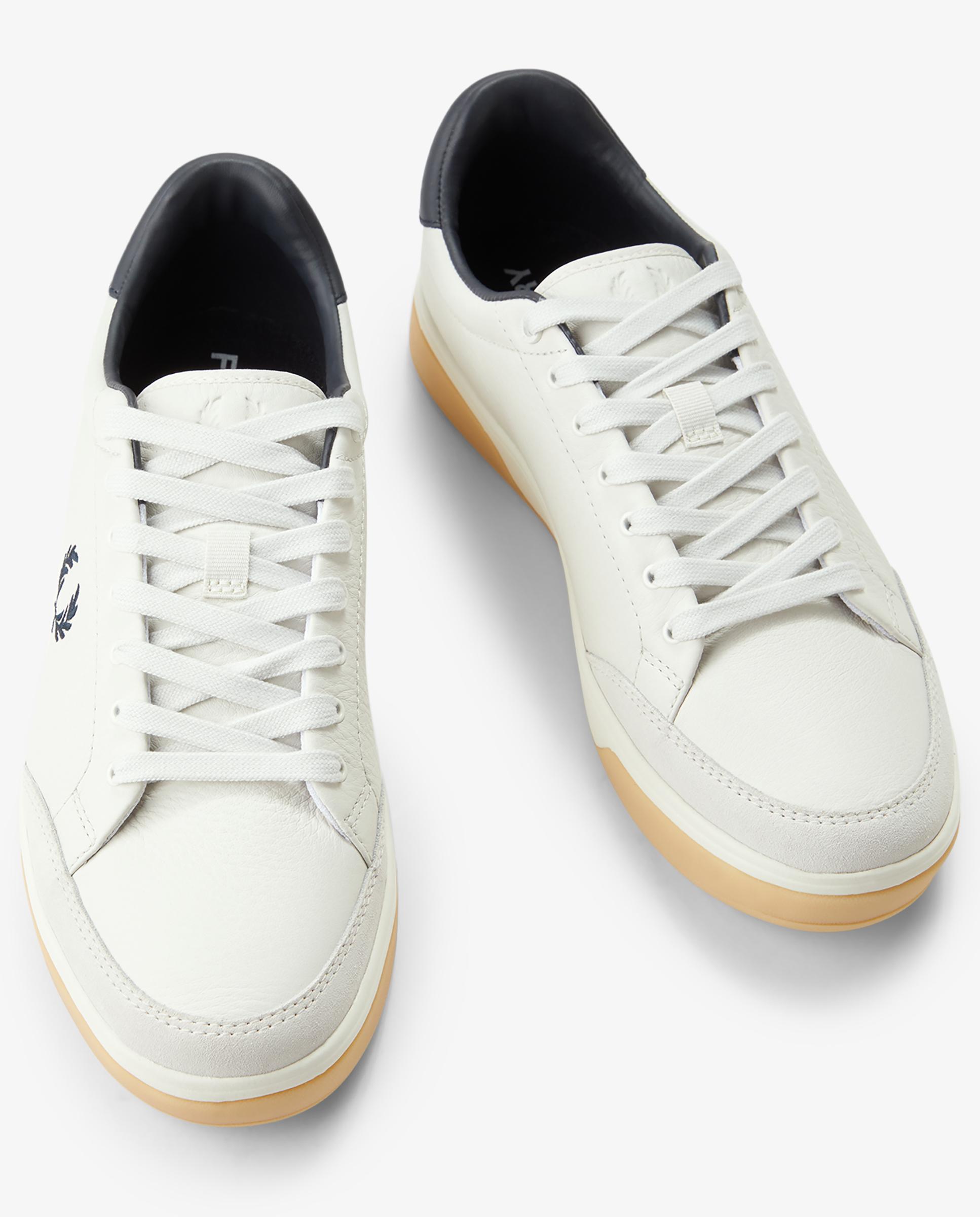 Zapatillas deportivas de hombre b301 de piel y ante - Fred Perry - Blanco Blanco-2