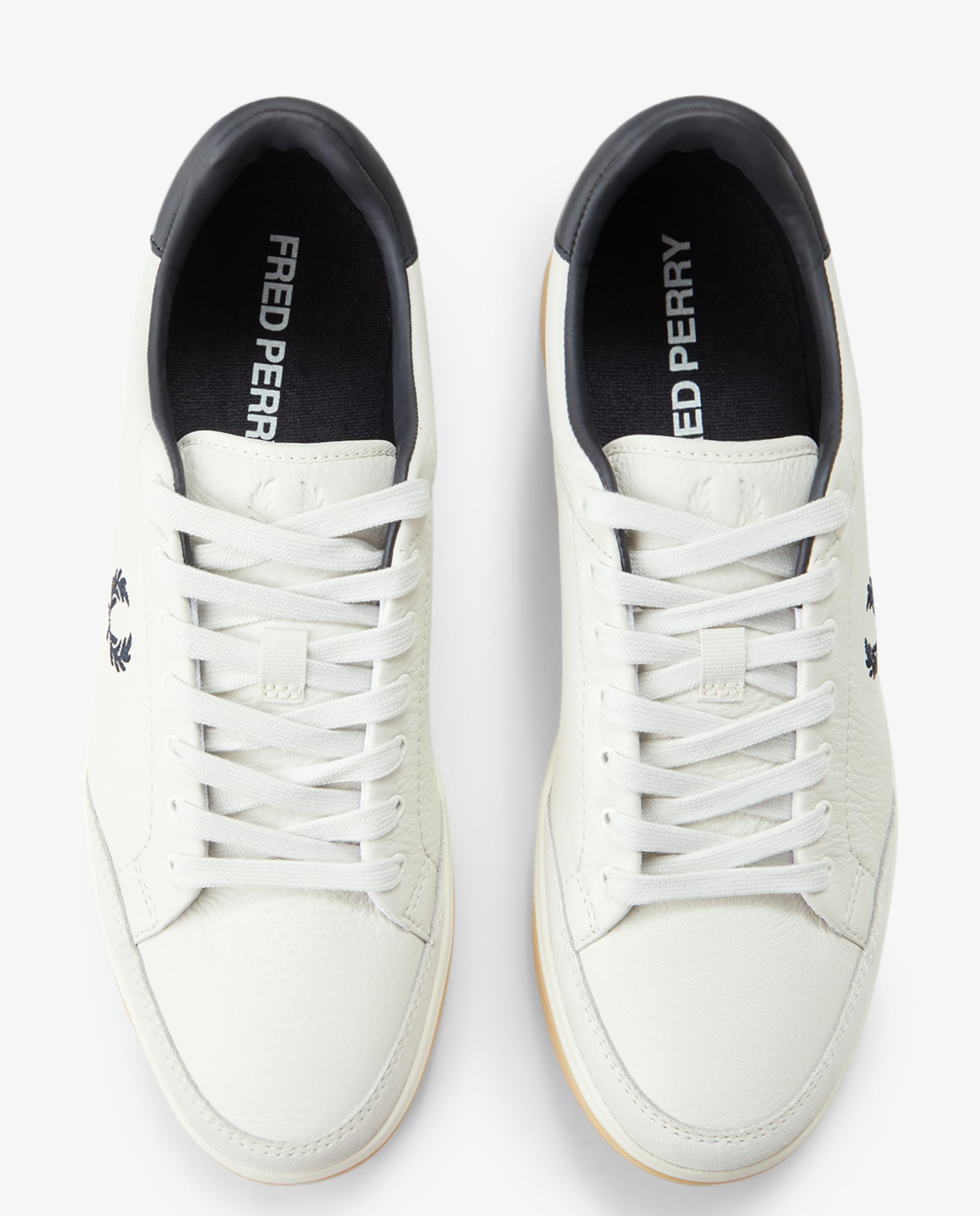 Zapatillas deportivas de hombre b301 de piel y ante - Fred Perry - Blanco Blanco-6