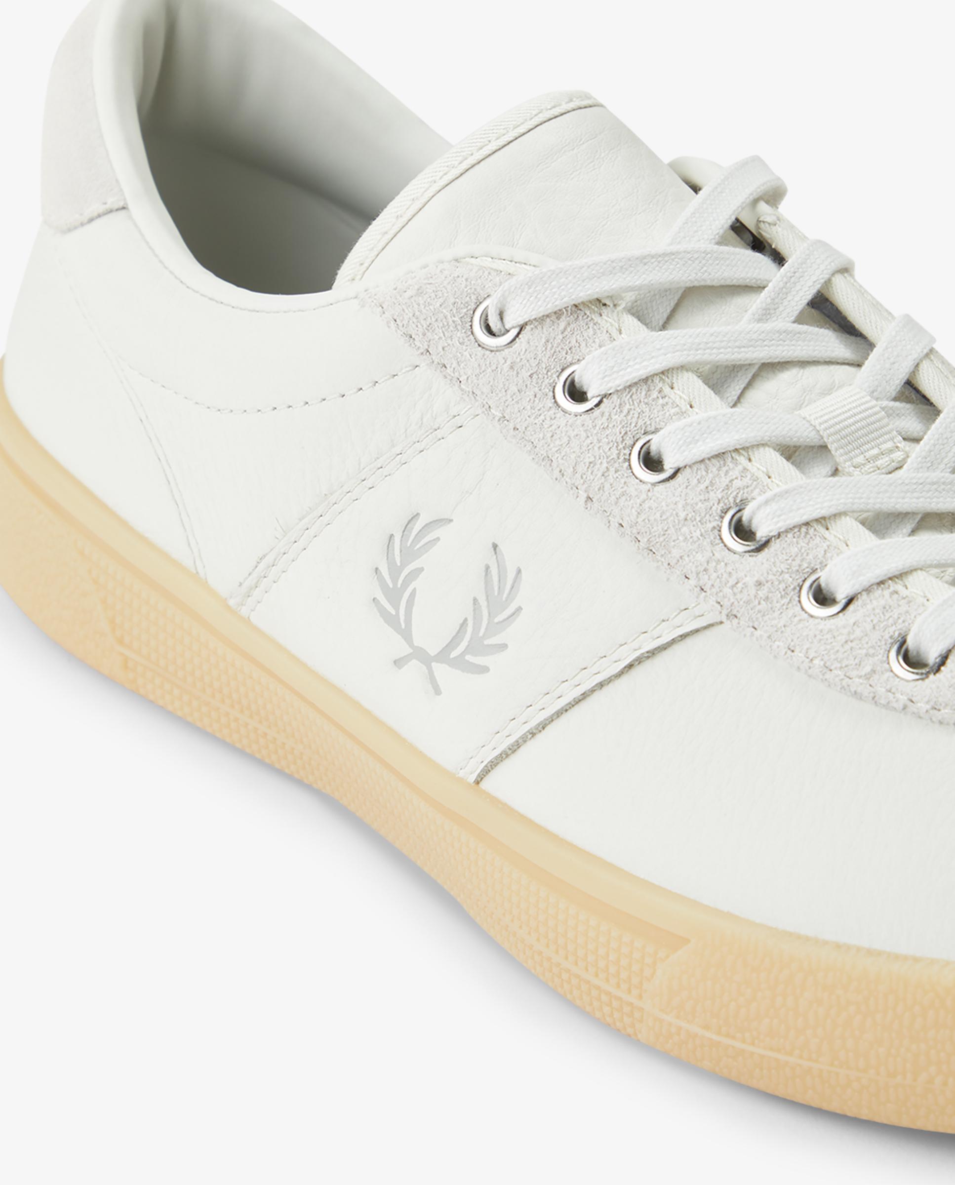 Zapatillas de hombre tennis shoe de piel y ante - Fred Perry - Blanco Blanco-3