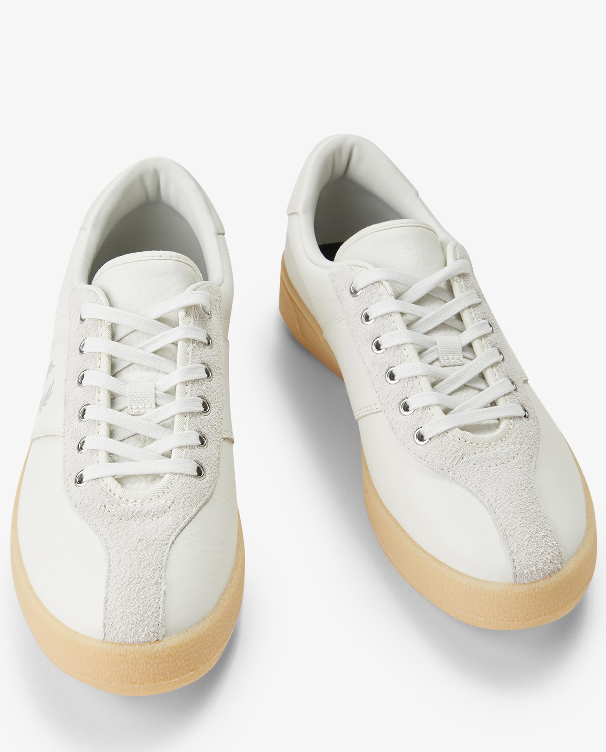 Zapatillas de hombre tennis shoe de piel y ante - Fred Perry - Blanco Blanco-2