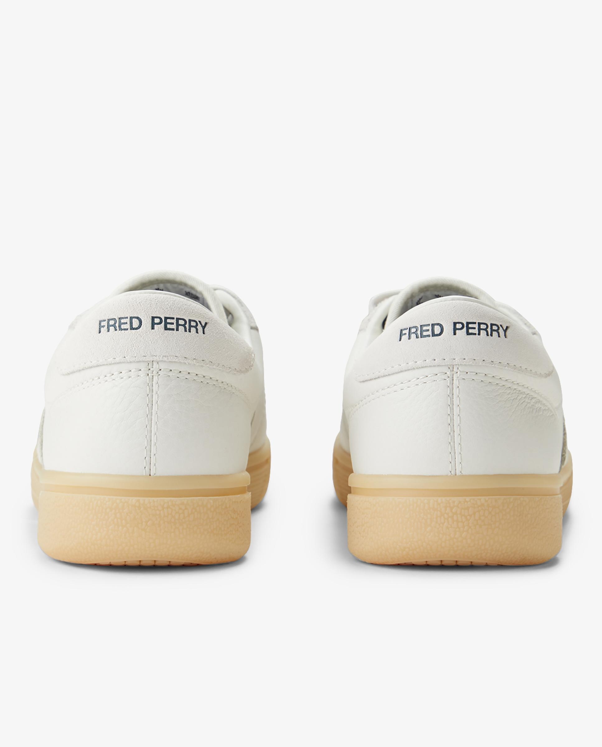 Zapatillas de hombre tennis shoe de piel y ante - Fred Perry - Blanco Blanco-5