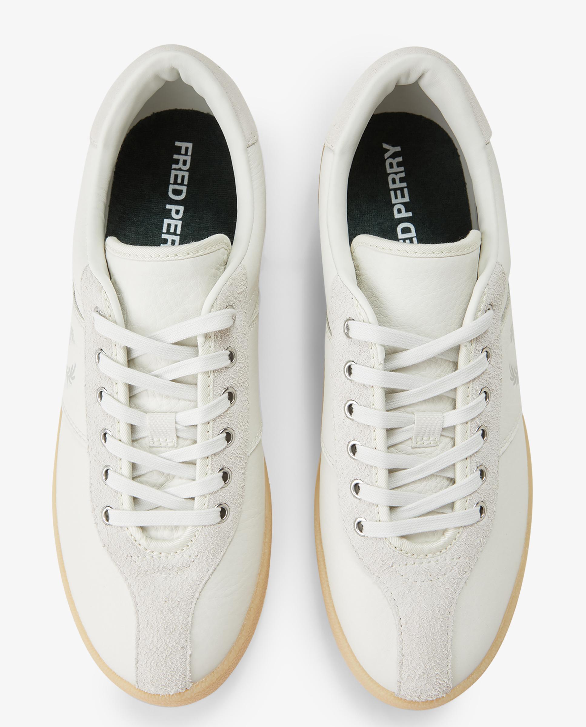 Zapatillas de hombre tennis shoe de piel y ante - Fred Perry - Blanco Blanco-6