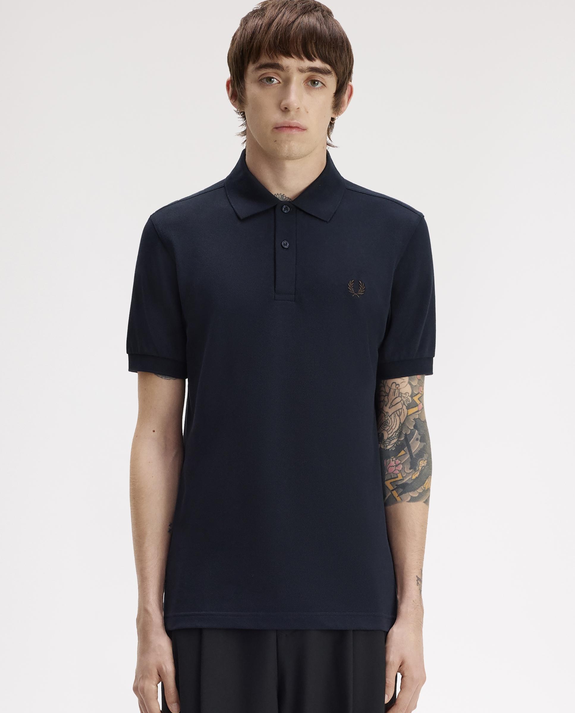 Imagen 0 de Polo de hombre liso de manga corta en piqué de algodón Azul marino