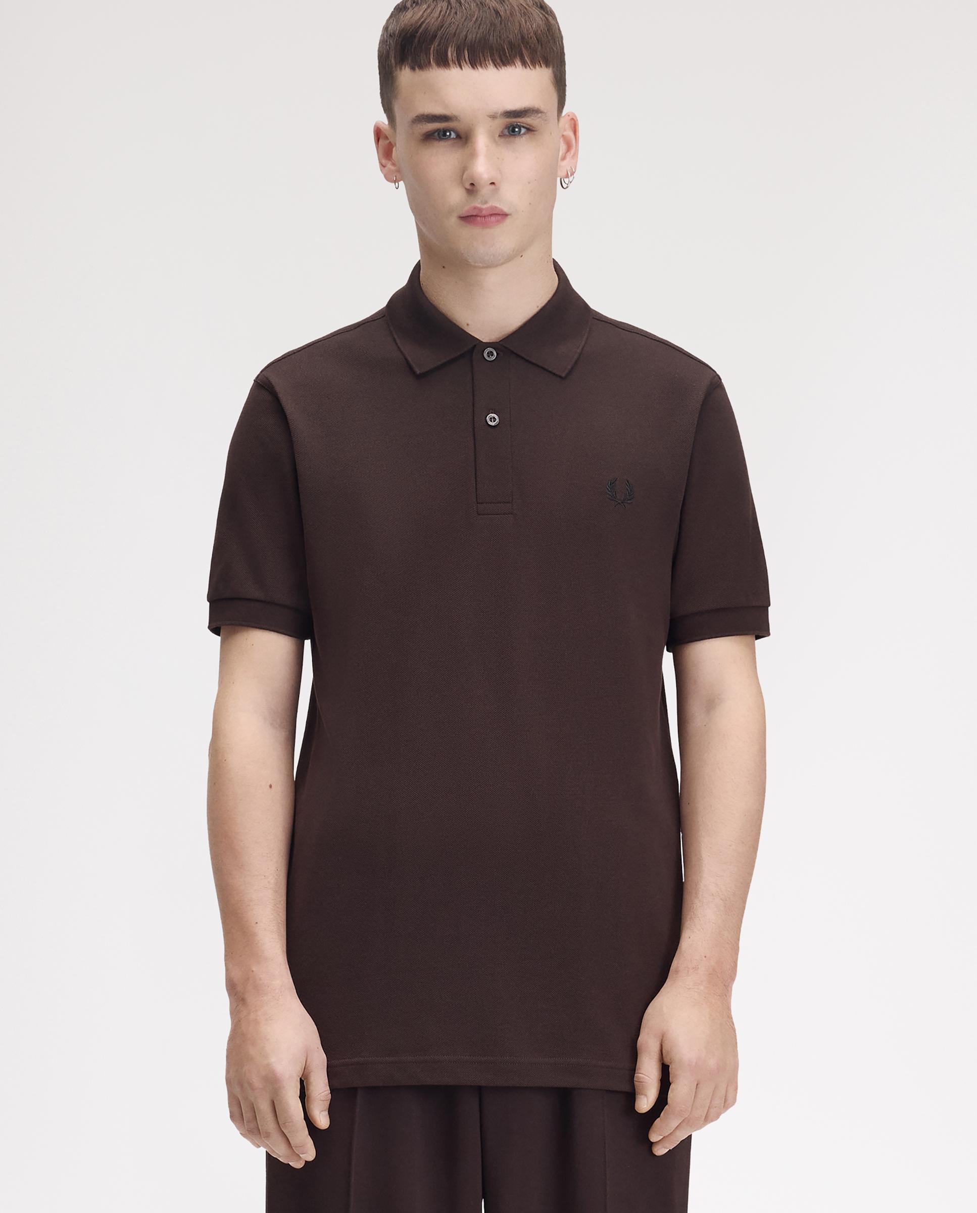 Polo de hombre liso de manga corta en piqué de algodón - Fred Perry - Marrón Marrón-1
