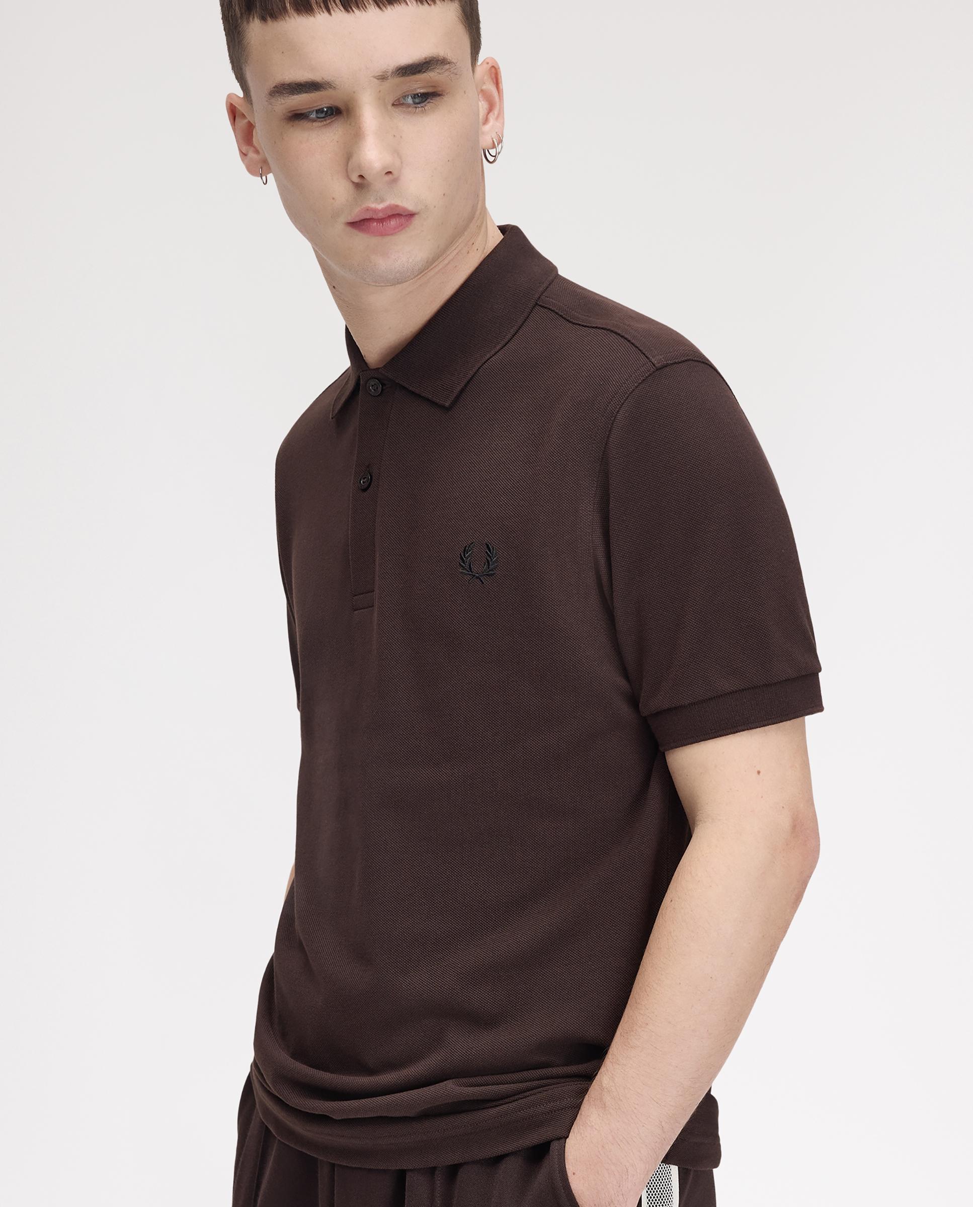 Polo de hombre liso de manga corta en piqué de algodón - Fred Perry - Marrón Marrón-3