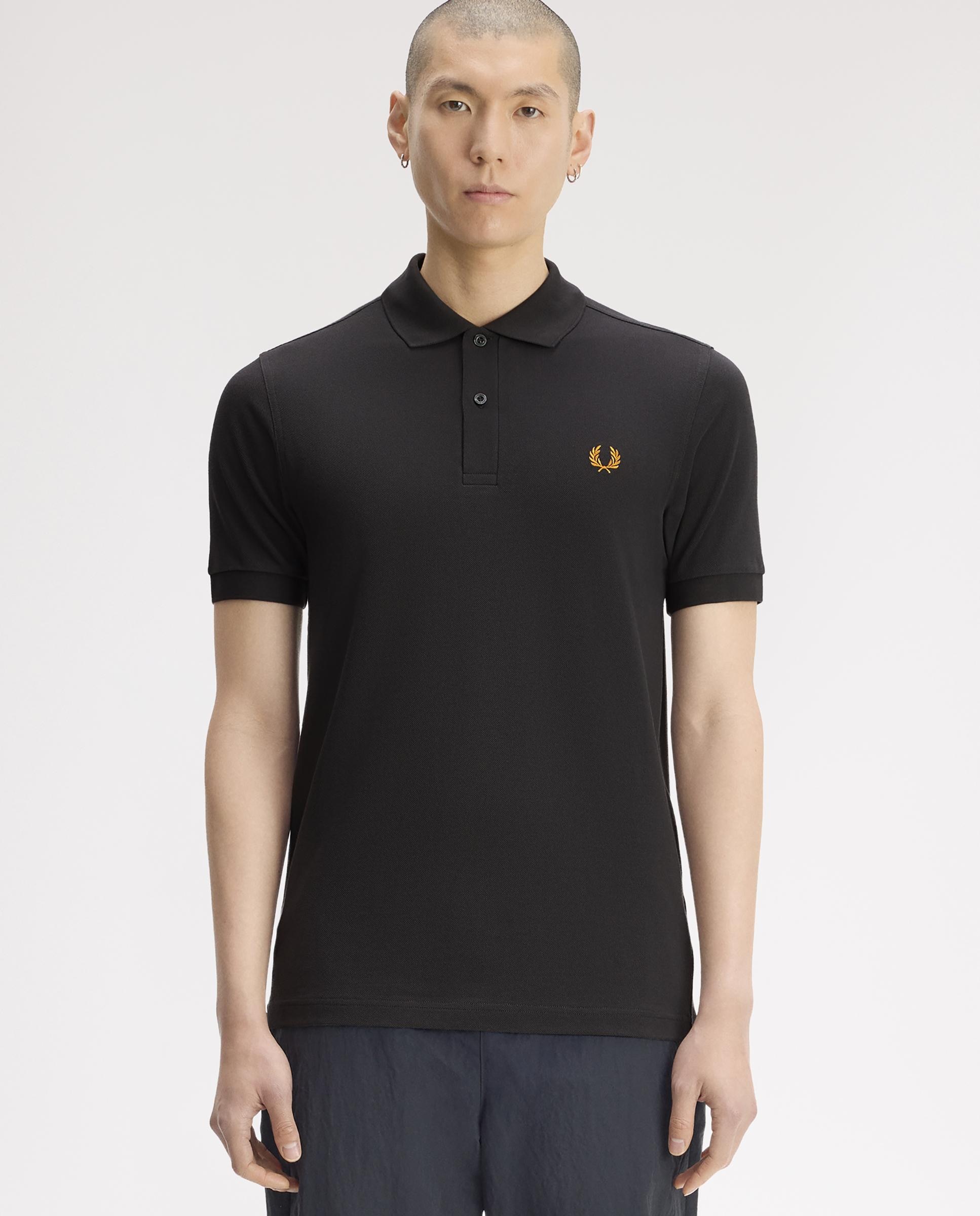 Polo de hombre liso de manga corta en piqué de algodón - Fred Perry - Carbono Carbono-1