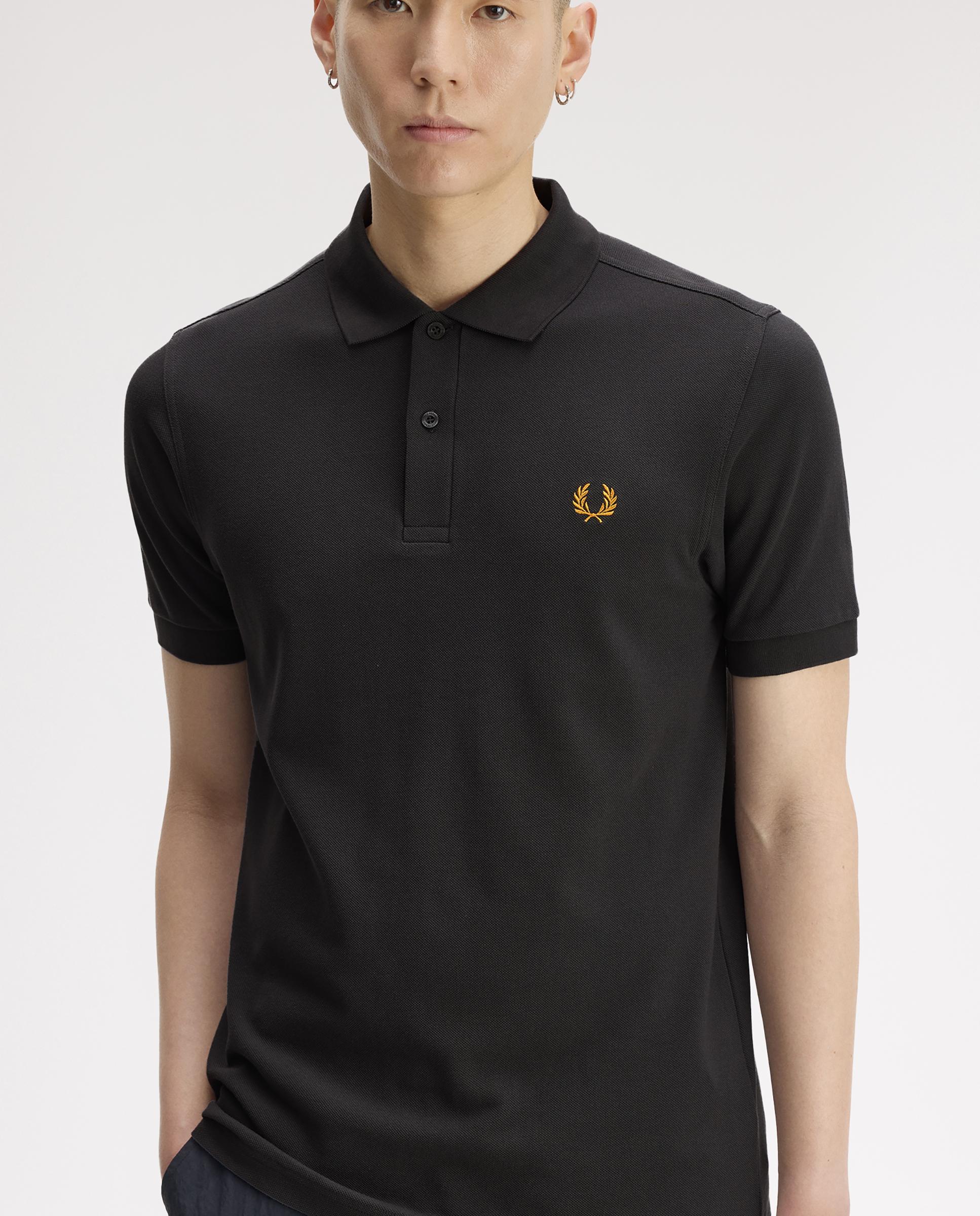 Polo de hombre liso de manga corta en piqué de algodón - Fred Perry - Carbono Carbono-3