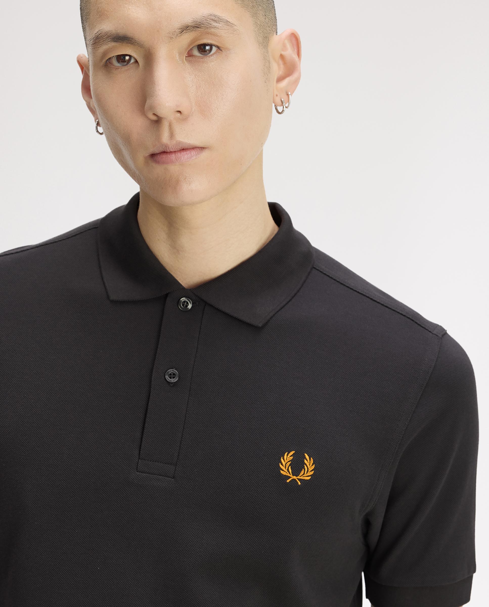 Polo de hombre liso de manga corta en piqué de algodón - Fred Perry - Carbono Carbono-4