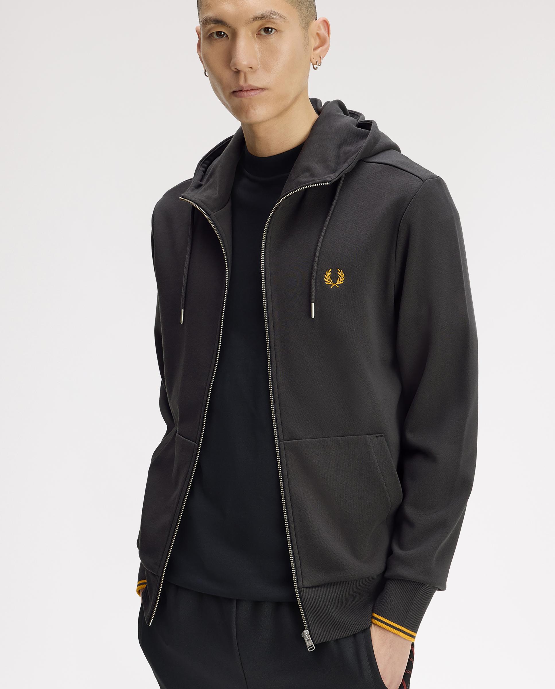 Sudadera de hombre con capucha y cremallera integral - Fred Perry - Gris marengo Gris marengo-4