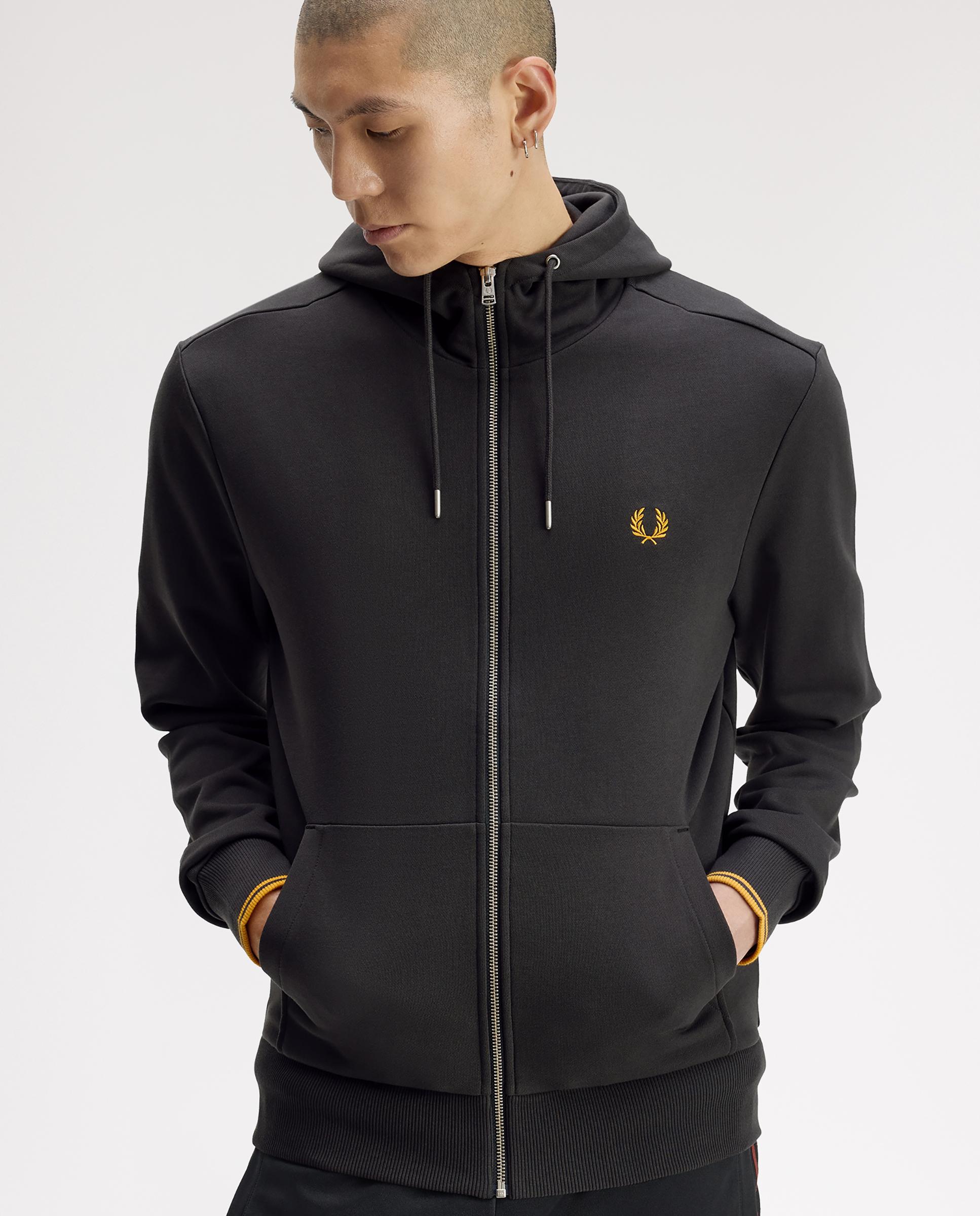 Sudadera de hombre con capucha y cremallera integral - Fred Perry - Gris marengo Gris marengo-6