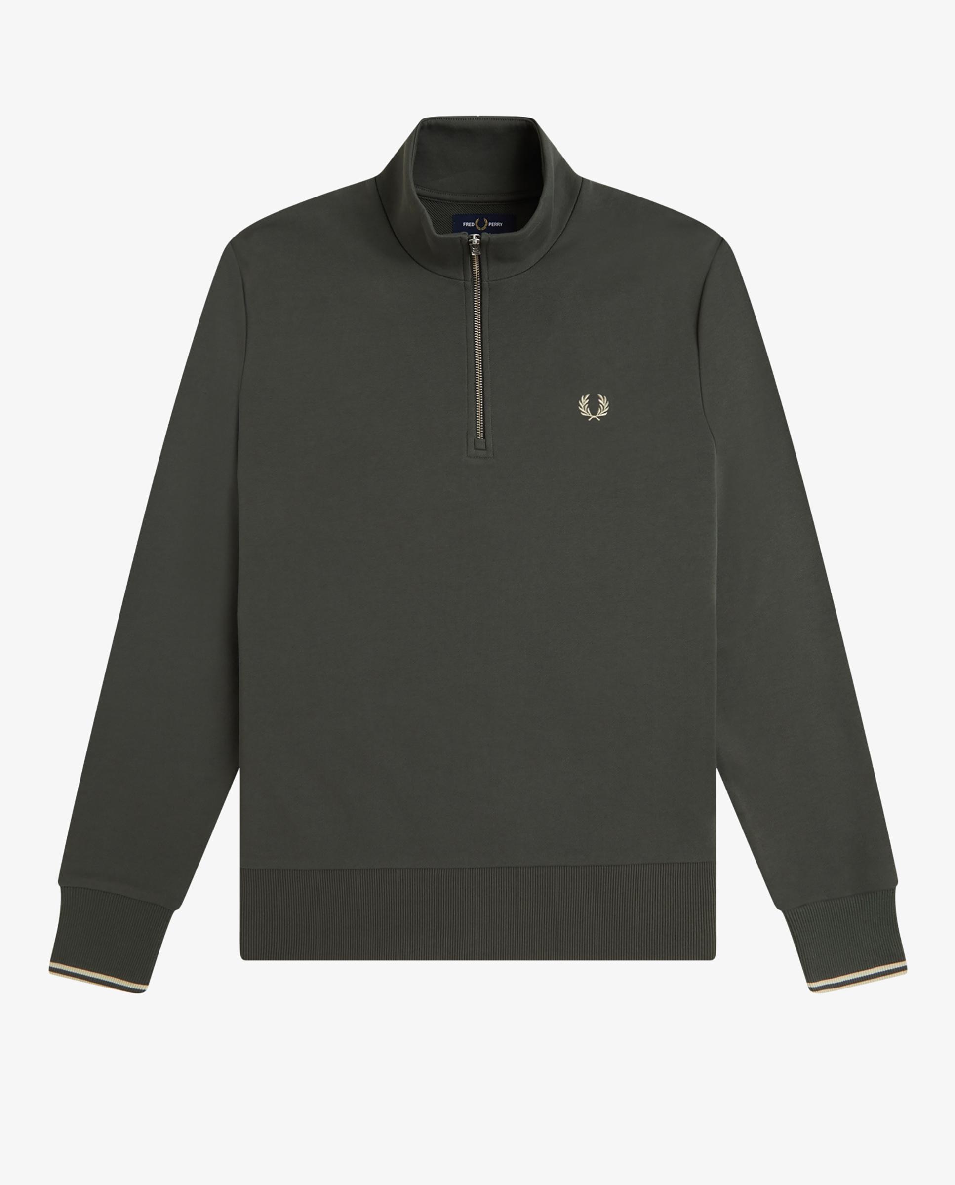 Sudadera de hombre con media cremallera y ribetes - Fred Perry - Ceniza Ceniza-6