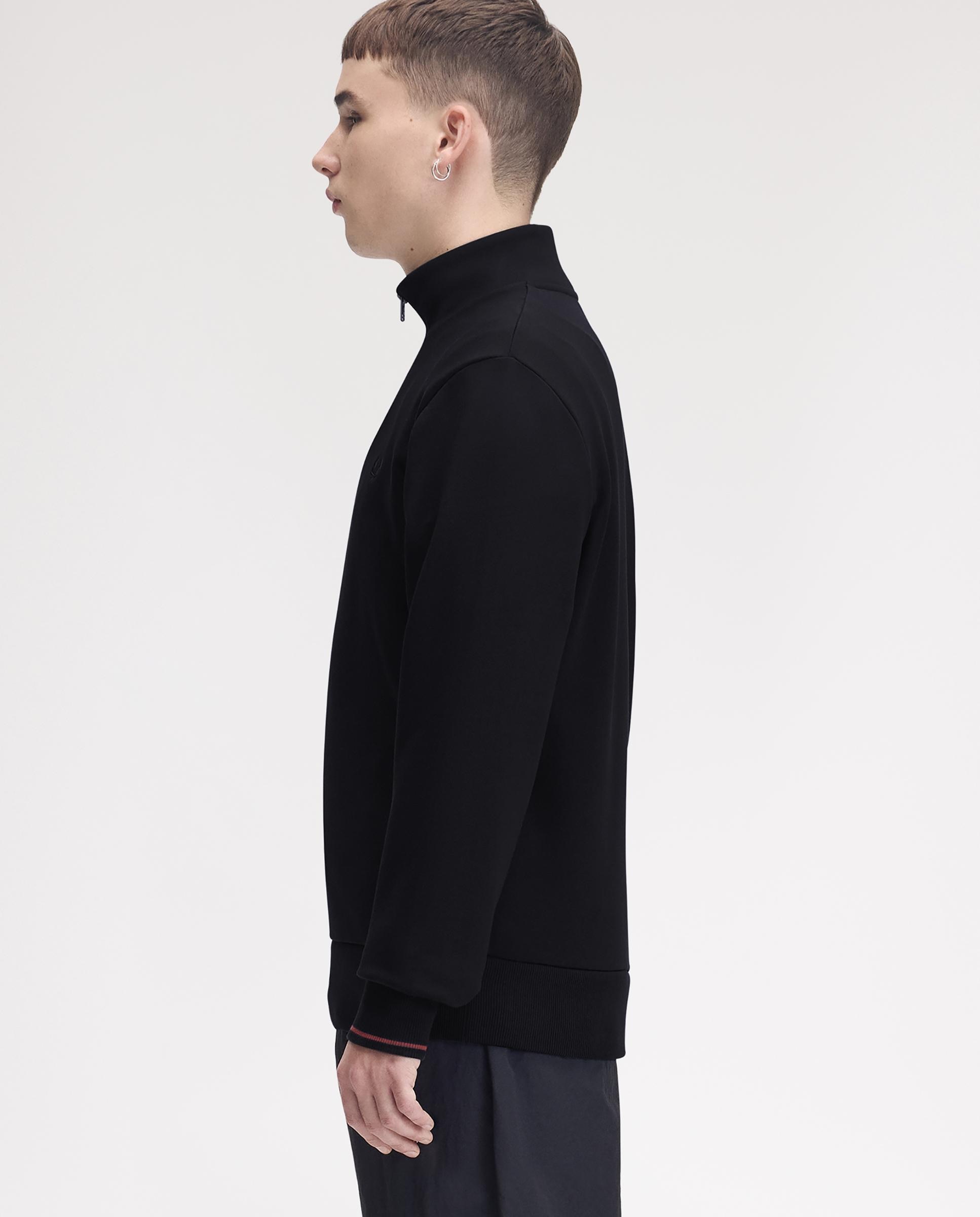 Sudadera de hombre con media cremallera y ribetes - Fred Perry - Petróleo Petróleo-2