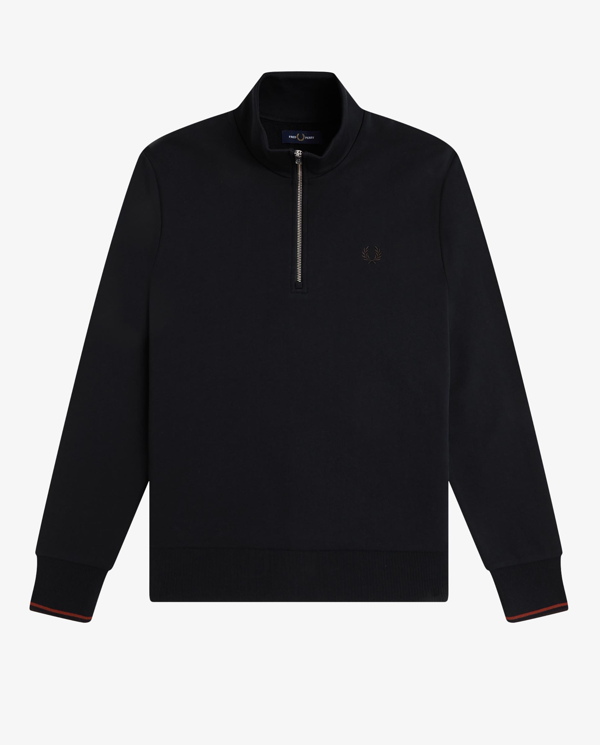 Sudadera de hombre con media cremallera y ribetes - Fred Perry - Petróleo Petróleo-9
