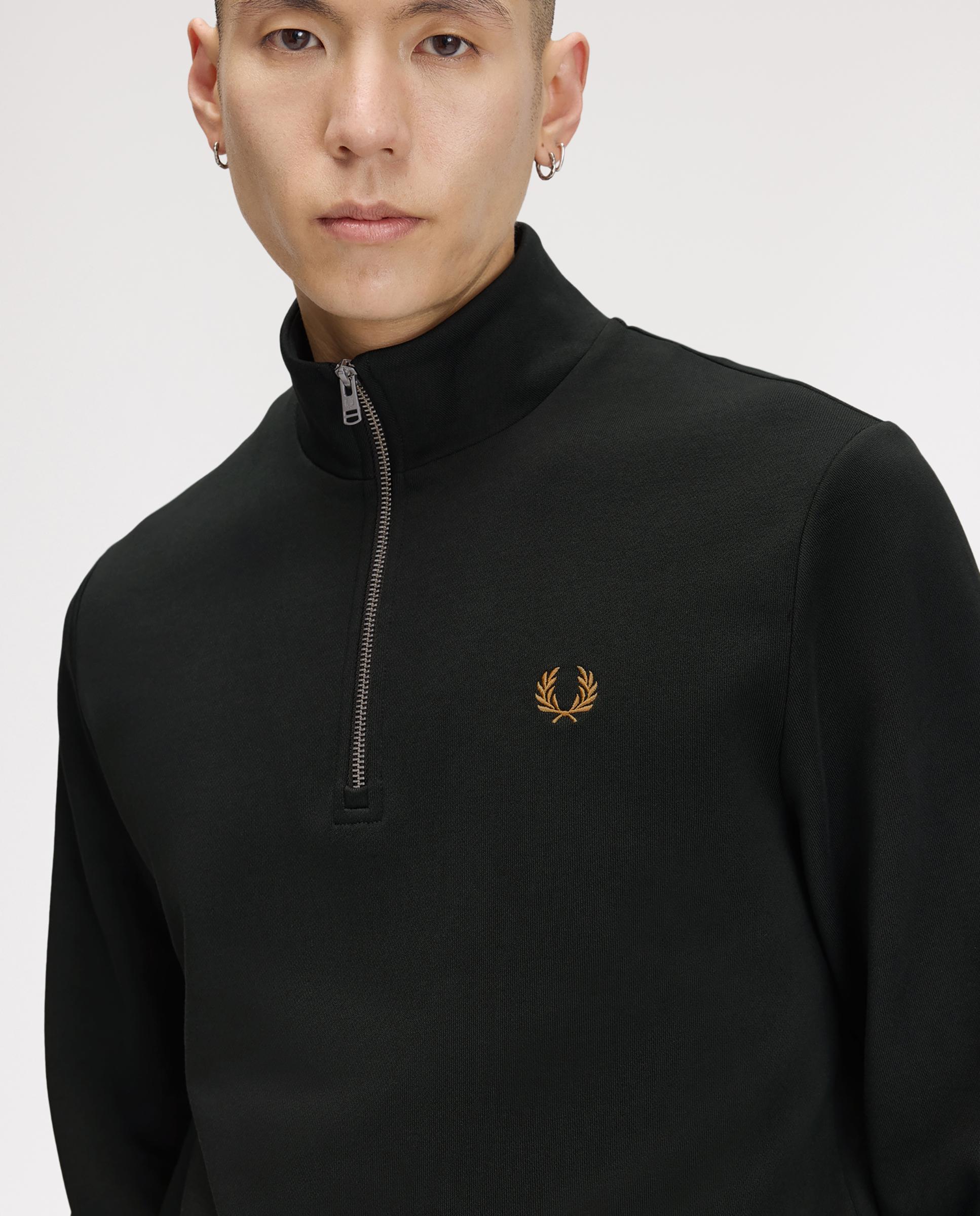 Sudadera de hombre con media cremallera y ribetes - Fred Perry - Verde oscuro Verde oscuro-4