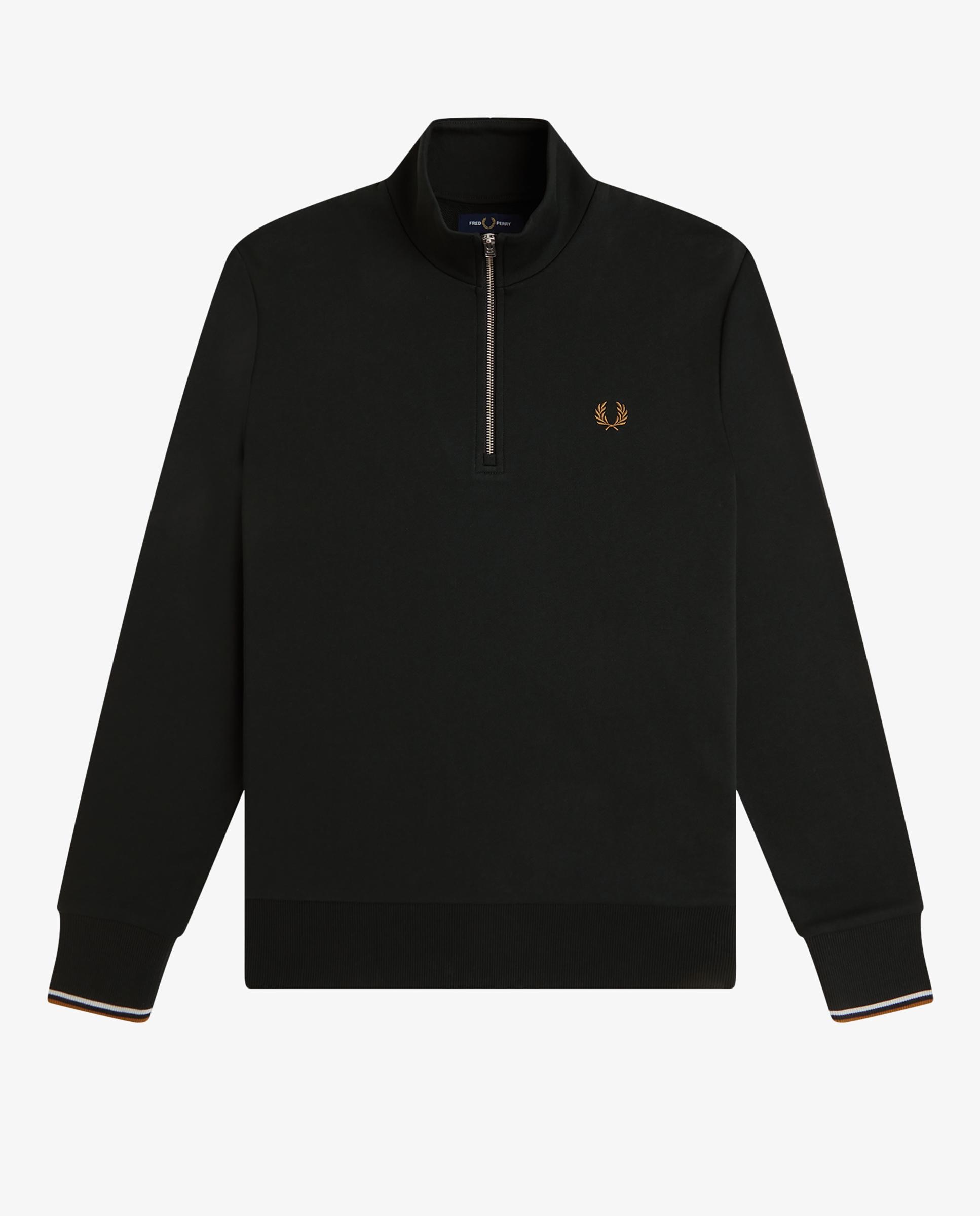 Sudadera de hombre con media cremallera y ribetes - Fred Perry - Verde oscuro Verde oscuro-7
