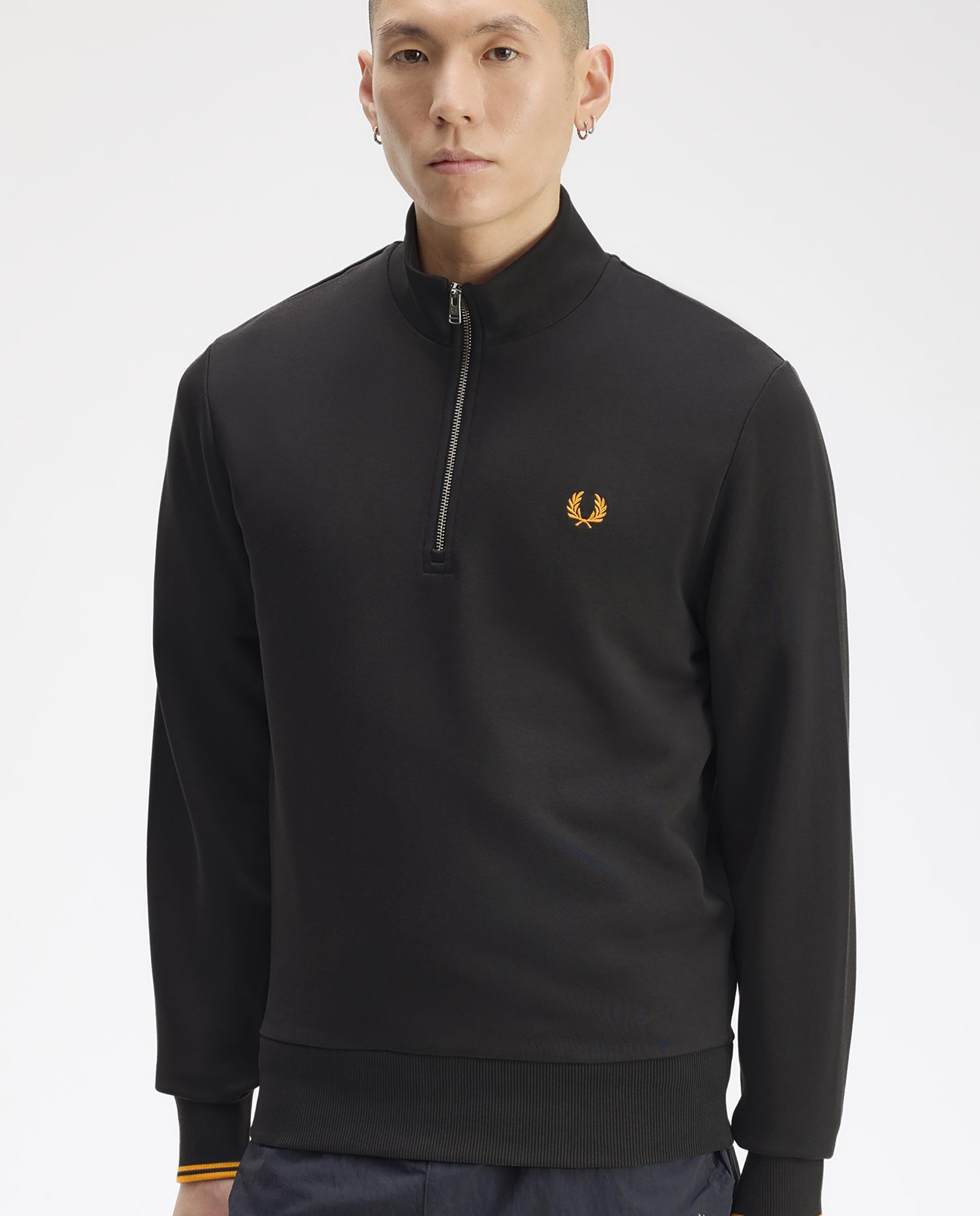 Sudadera de hombre con media cremallera y ribetes - Fred Perry - Carbono Carbono-3