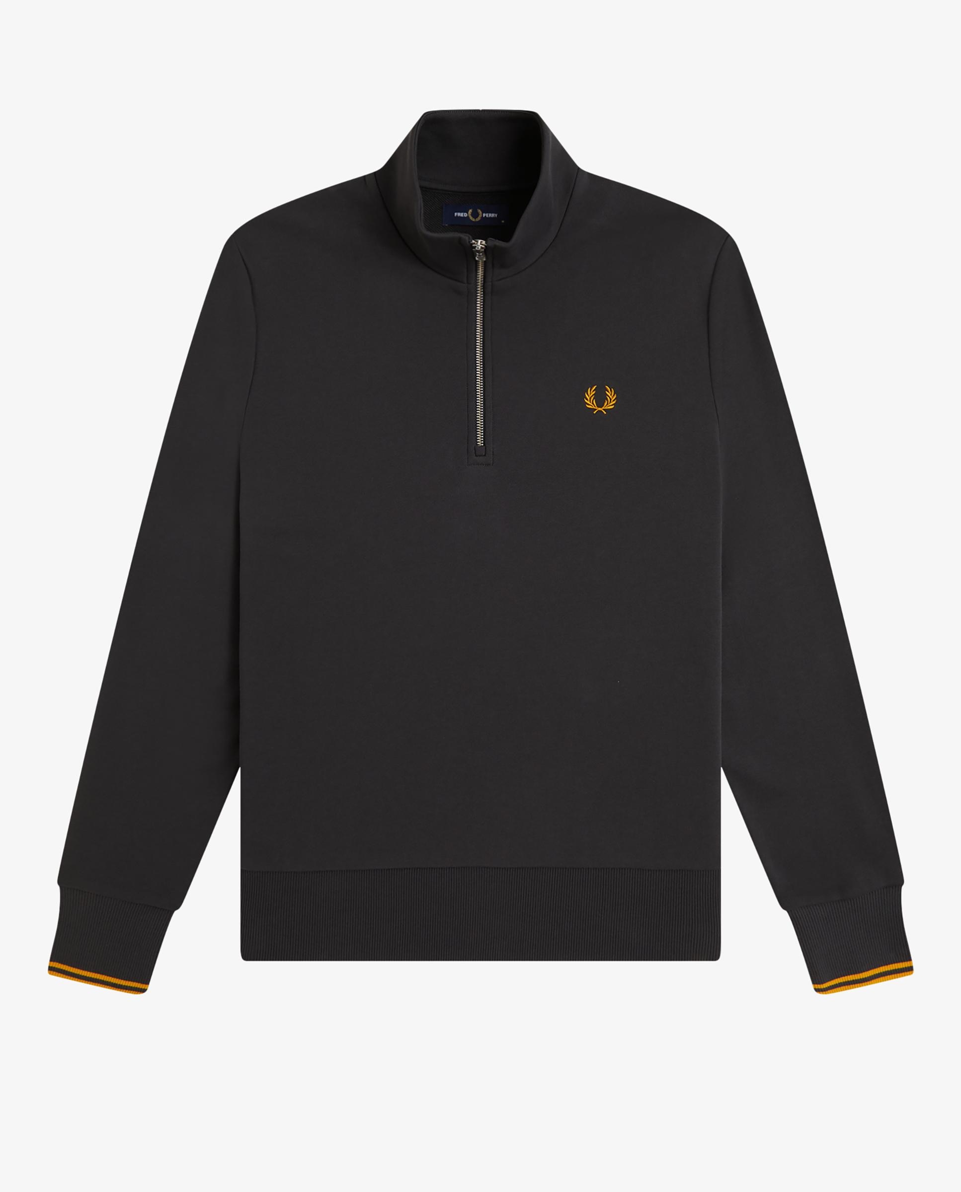 Sudadera de hombre con media cremallera y ribetes - Fred Perry - Carbono Carbono-6