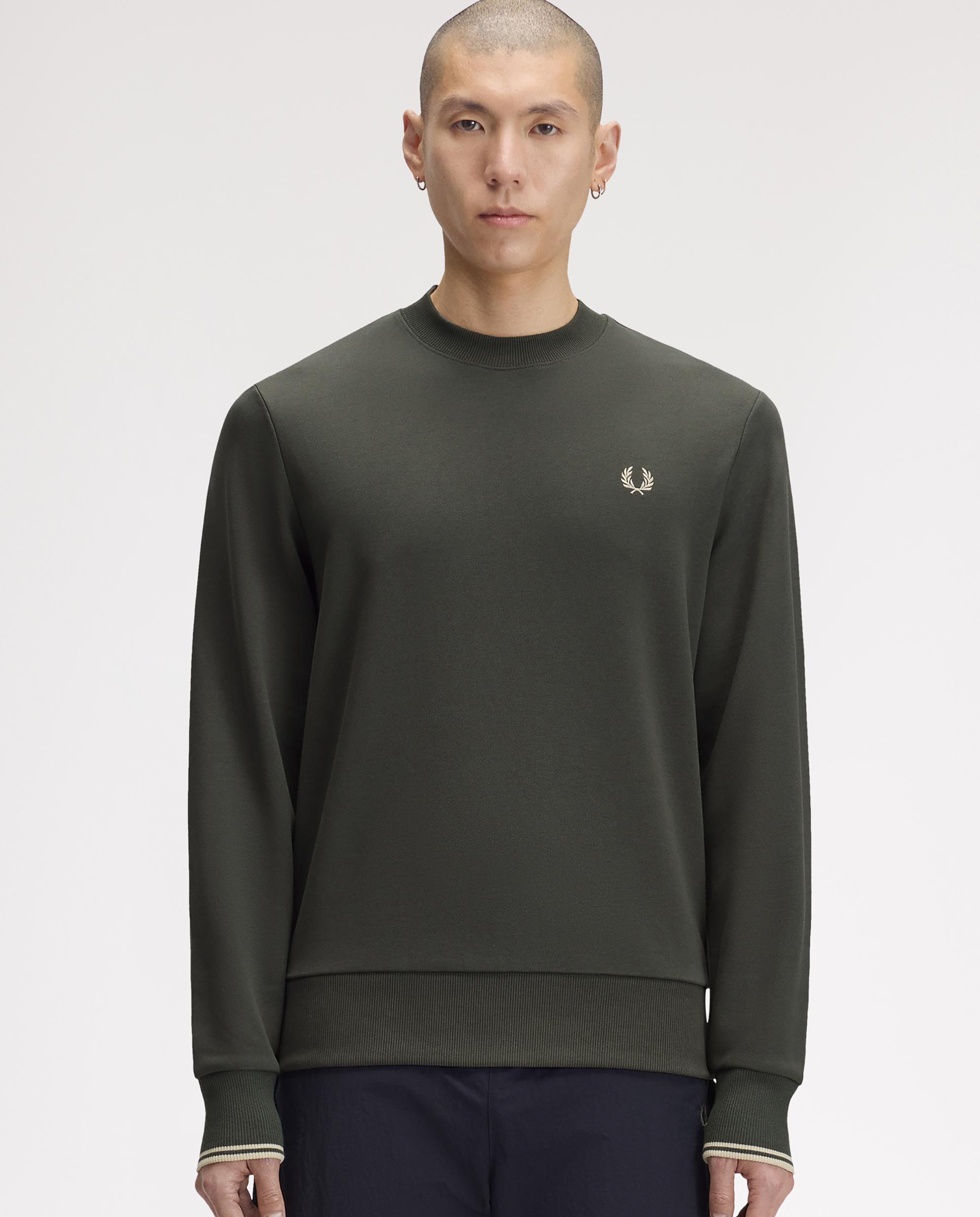 Sudadera de hombre cuello redondo con ribete con dos franjas - Fred Perry - Gris oscuro Gris oscuro-1
