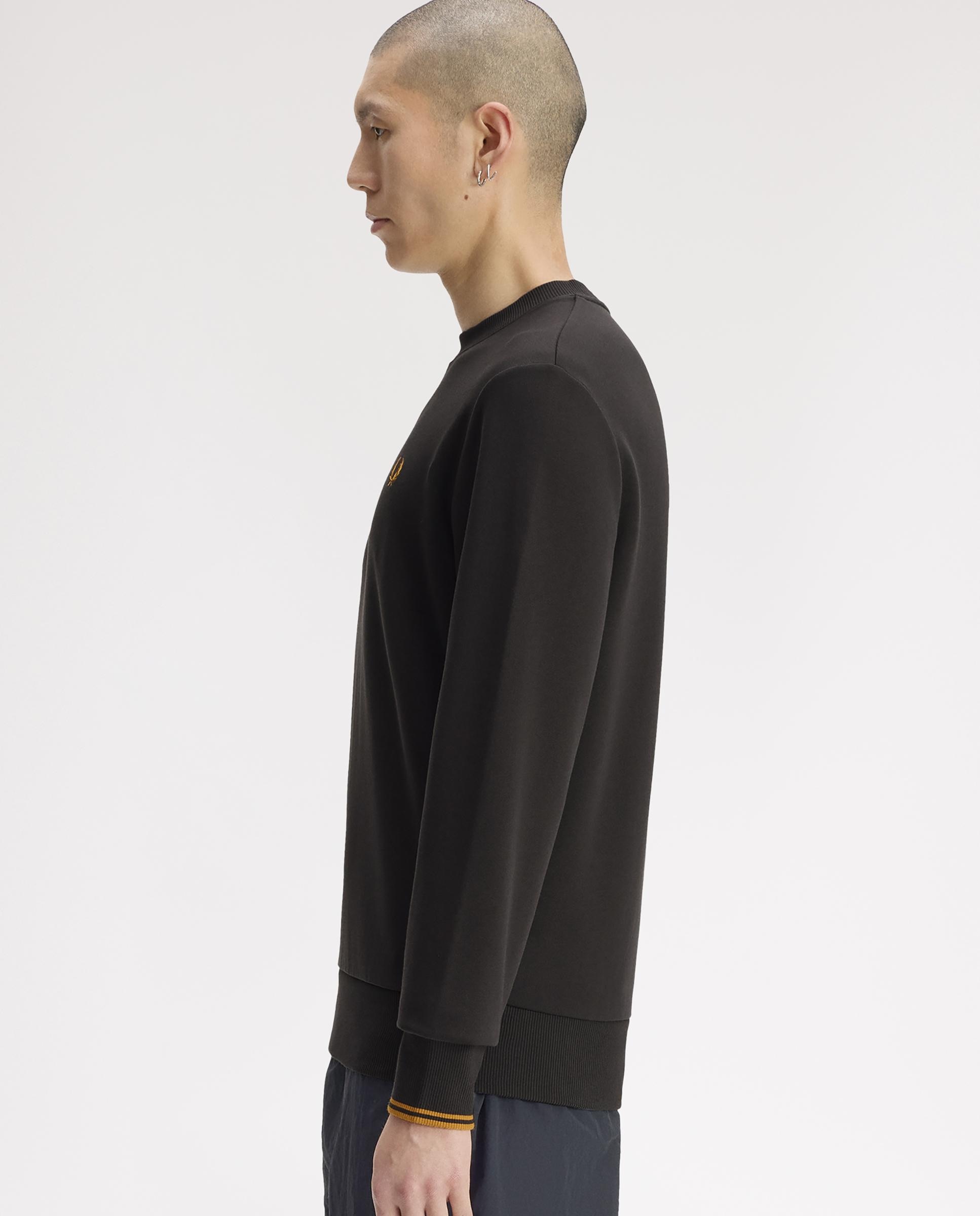 Sudadera de hombre cuello redondo con ribete con dos franjas - Fred Perry - Carbono Carbono-2