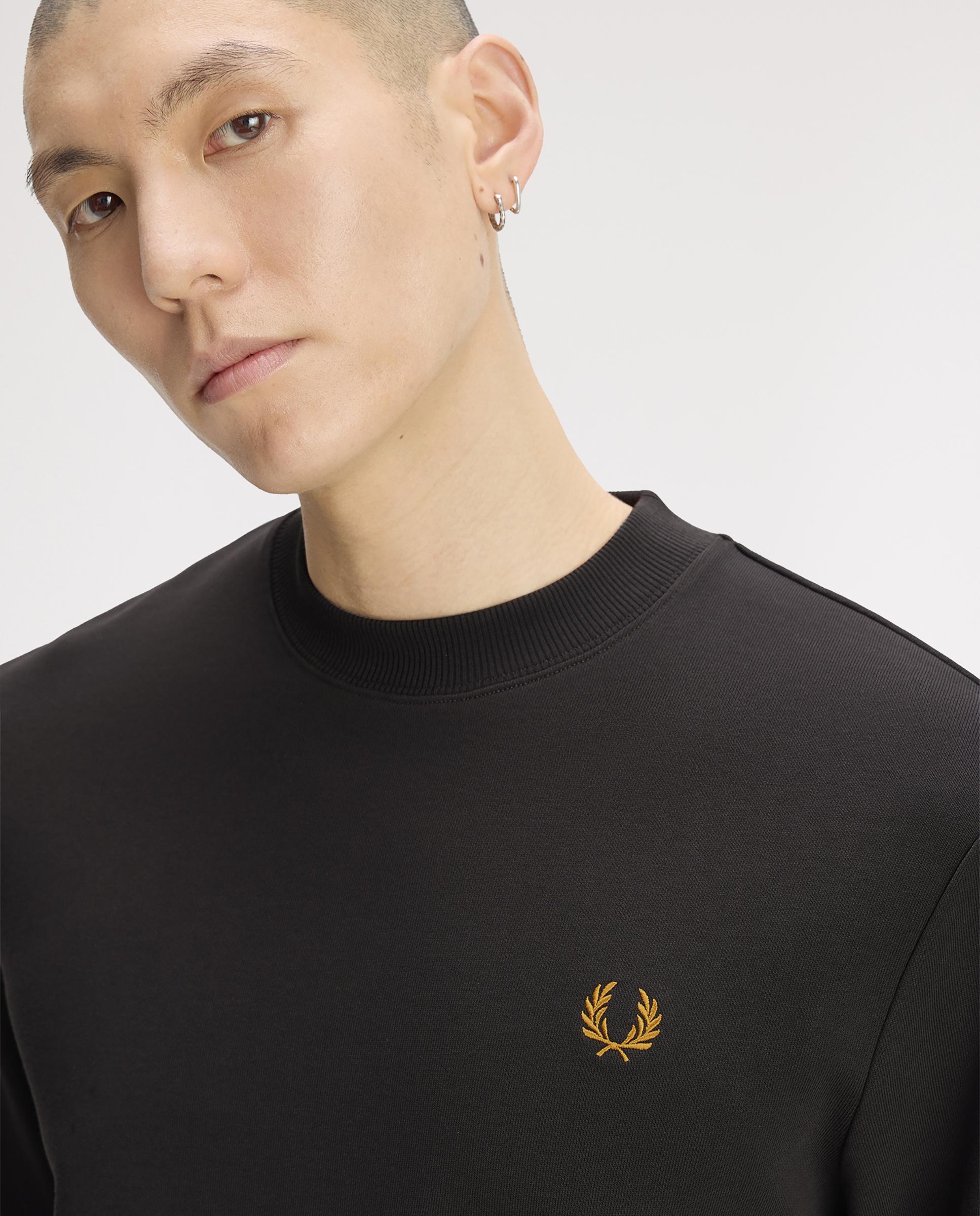 Sudadera de hombre cuello redondo con ribete con dos franjas - Fred Perry - Carbono Carbono-4