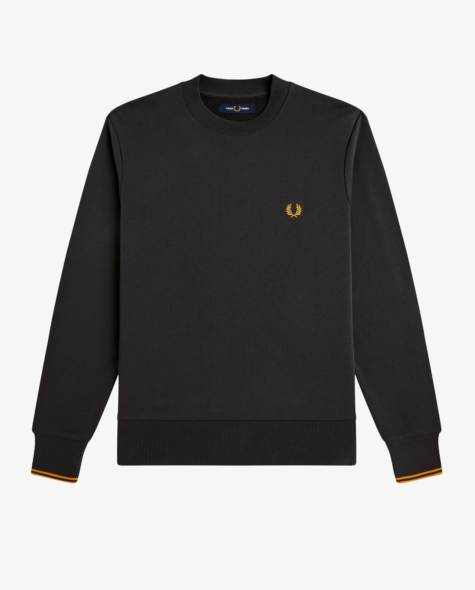 Sudadera de hombre cuello redondo con ribete con dos franjas - Fred Perry - Carbono Carbono-6