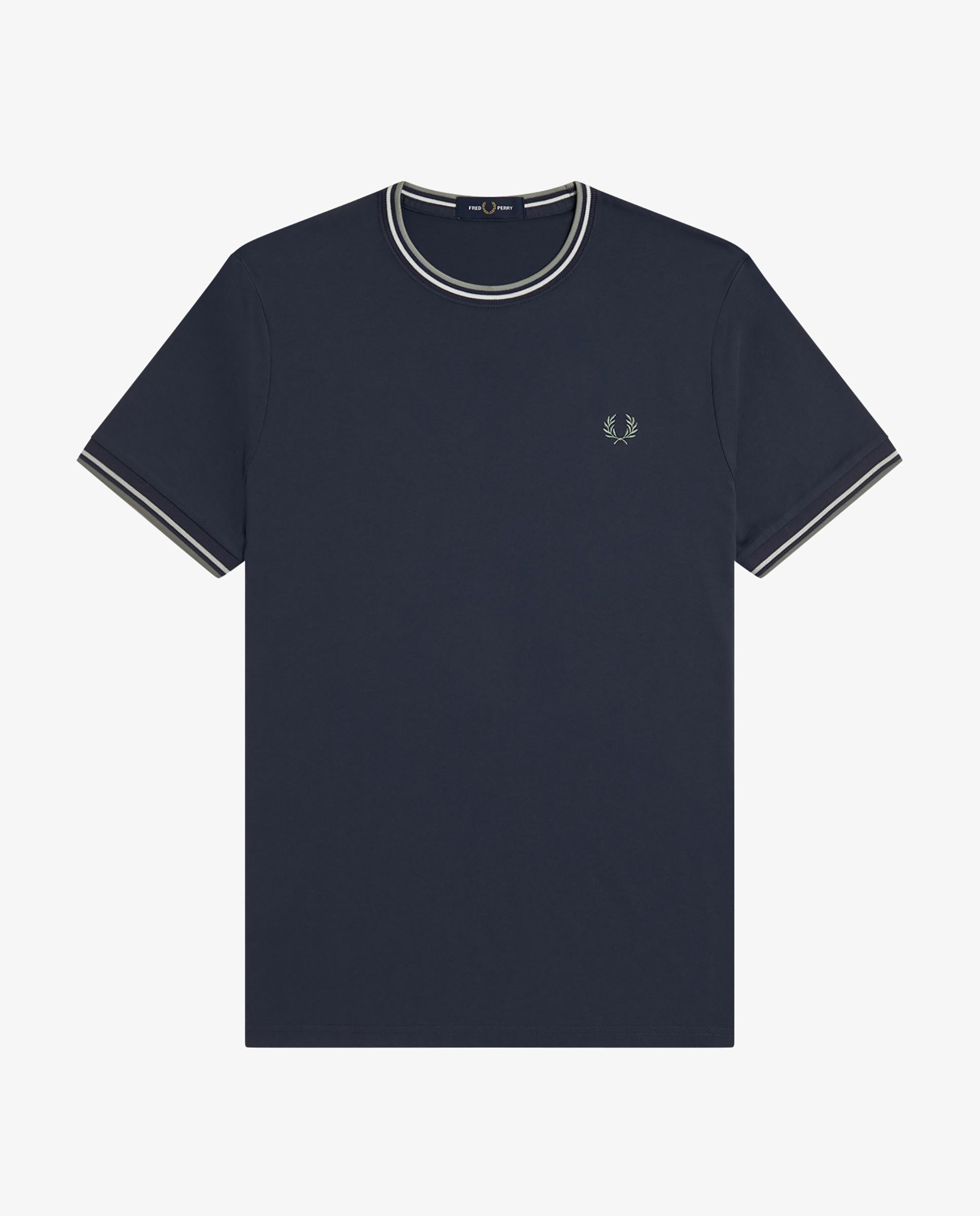 Imagen 6 de Camiseta de manga corta de hombre con ribete con dos franjas - Fred Perry - Azul oscuro Azul oscuro