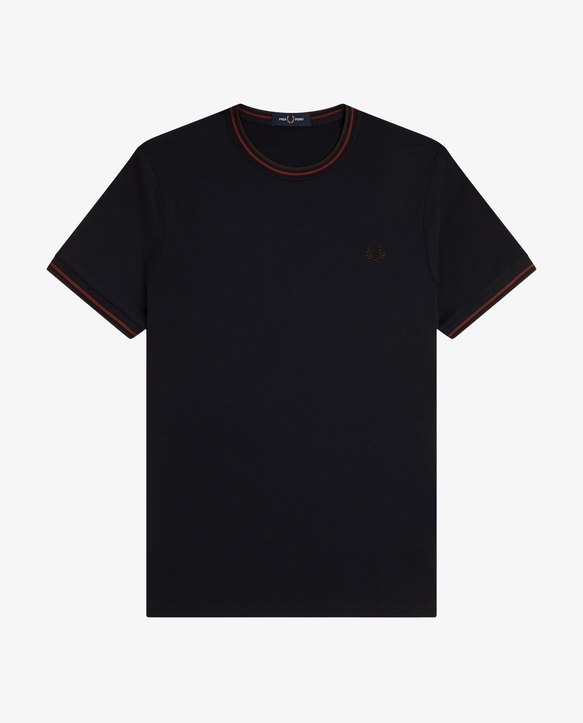 Imagen 7 de Camiseta de manga corta de hombre con ribete con dos franjas - Fred Perry - Azul marino Azul marino