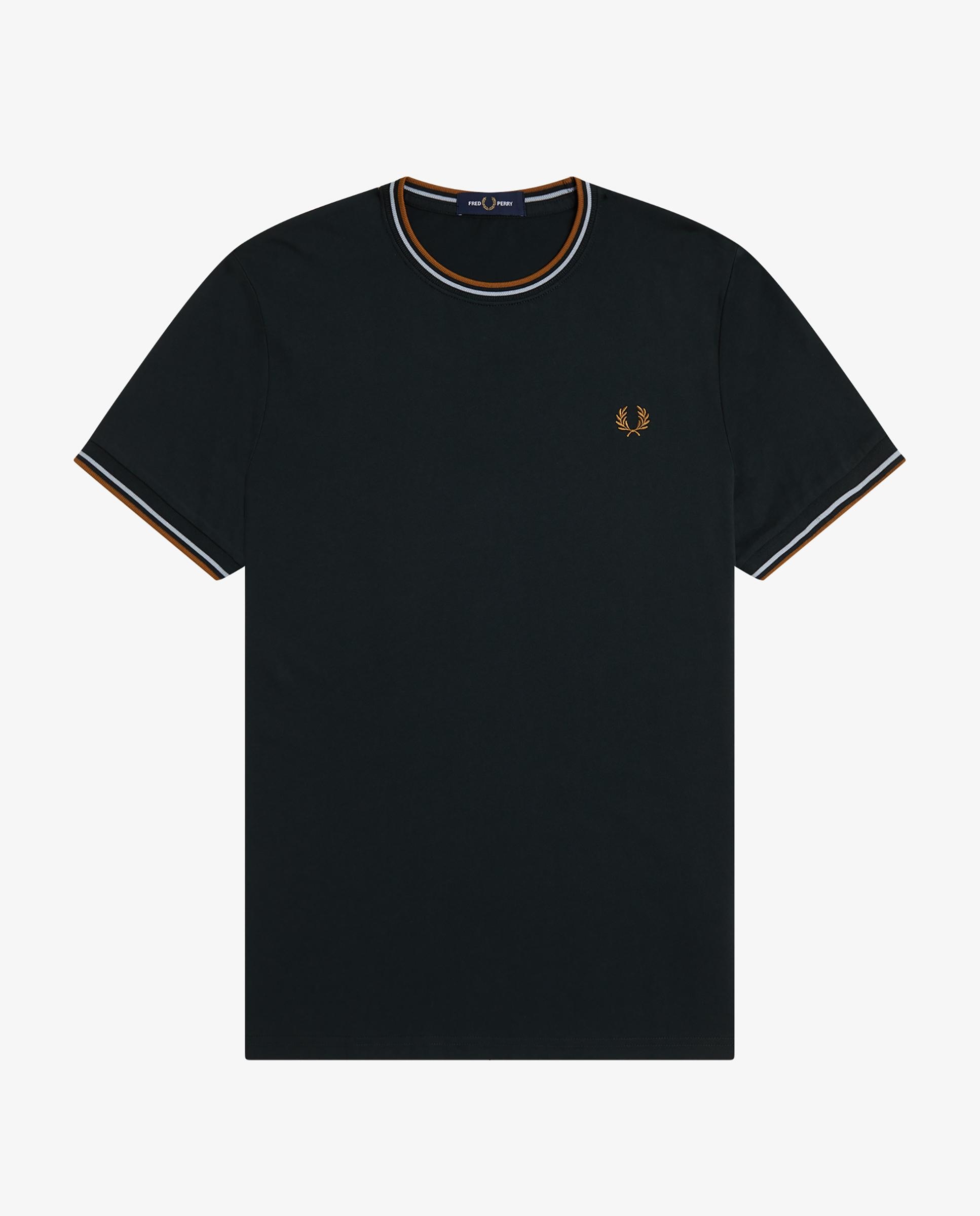 Imagen 7 de Camiseta de manga corta de hombre con ribete con dos franjas - Fred Perry - Verde oscuro Verde oscuro