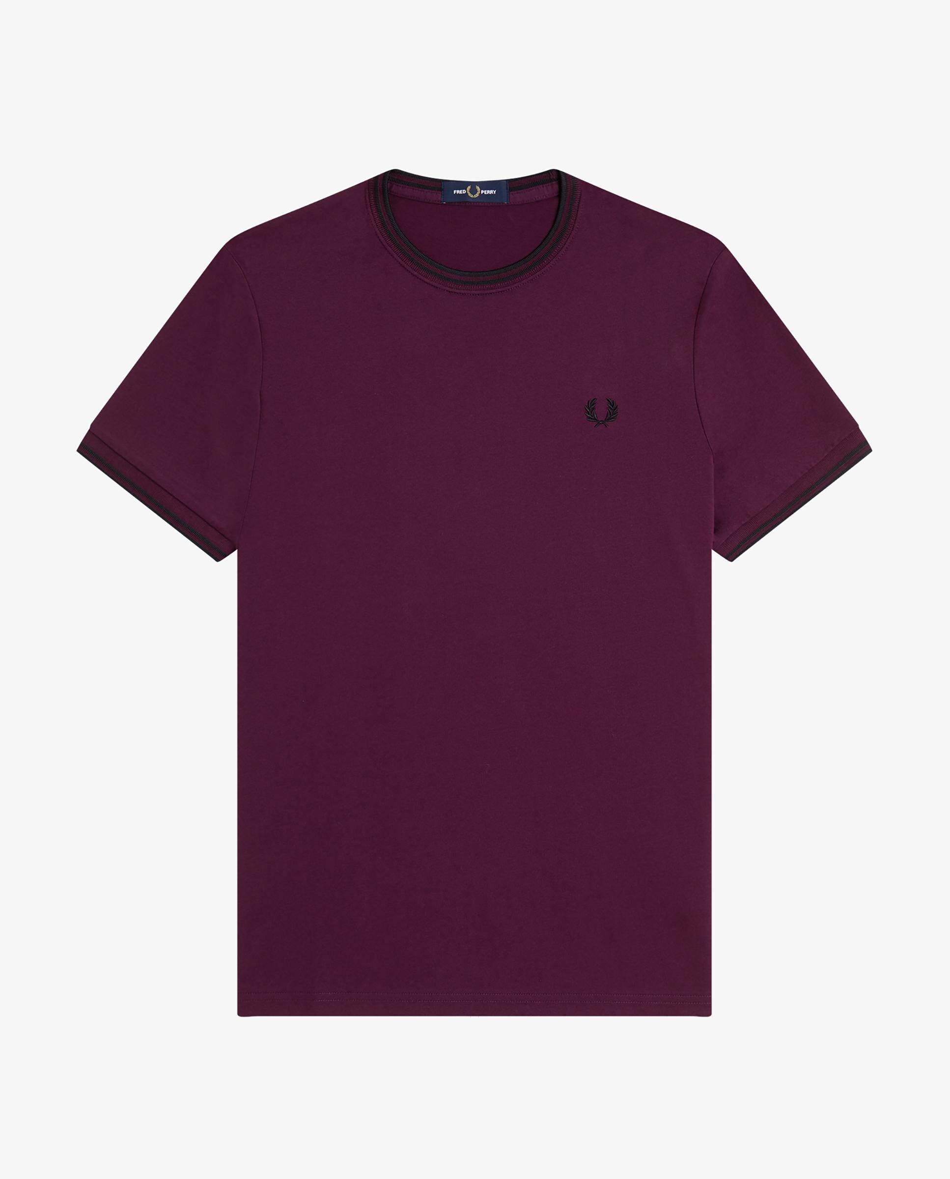 Imagen 6 de Camiseta de manga corta de hombre con ribete con dos franjas - Fred Perry - Morado Morado