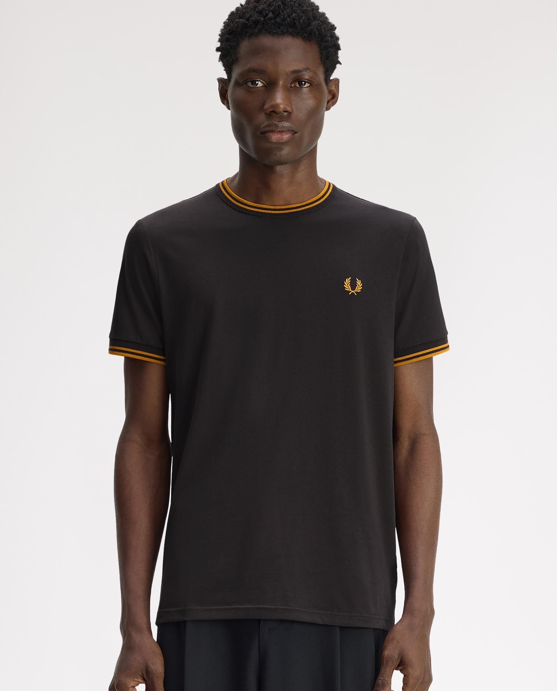 Camiseta de manga corta de hombre con ribete con dos franjas - Fred Perry - Gris oscuro Gris oscuro-1