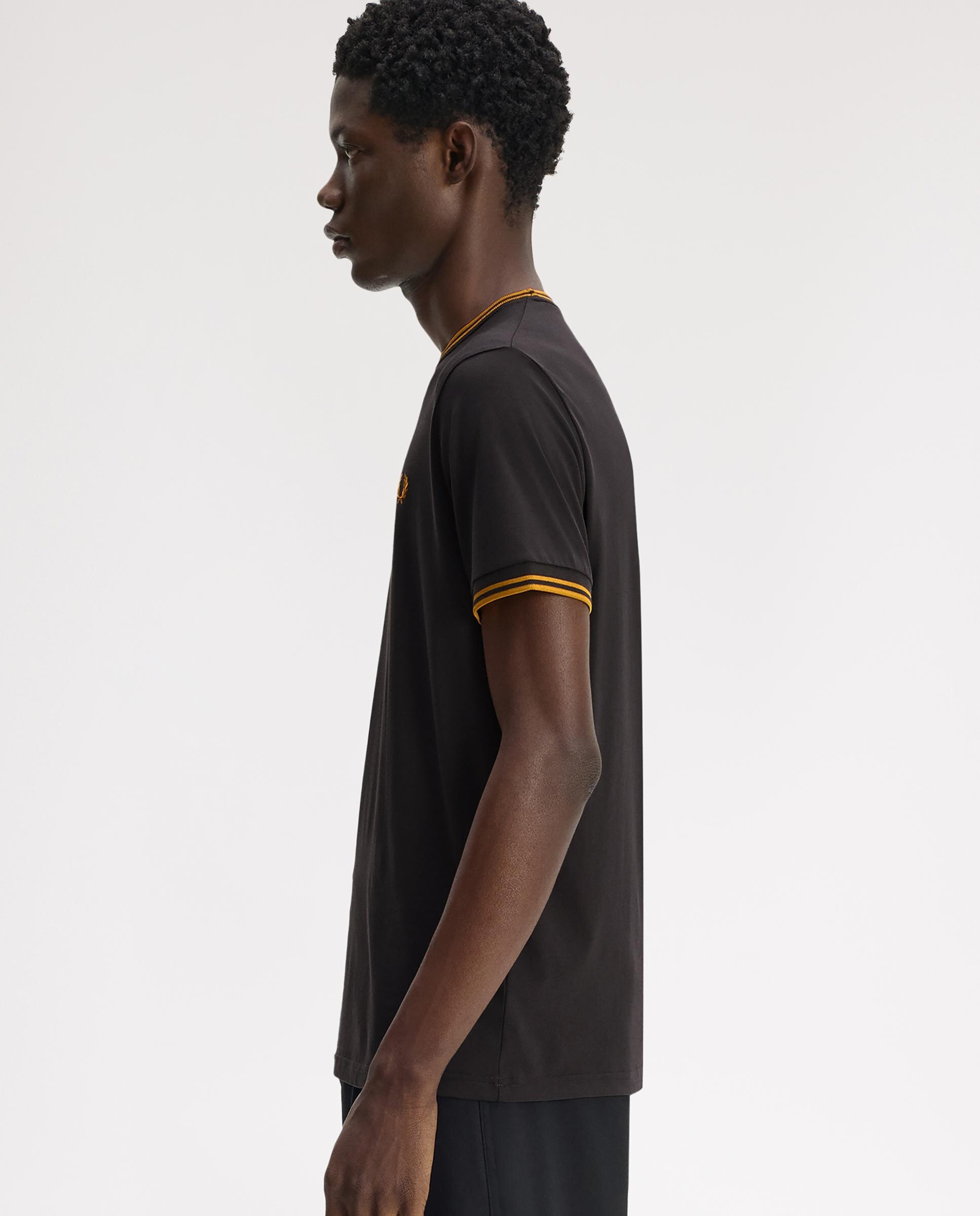 Camiseta de manga corta de hombre con ribete con dos franjas - Fred Perry - Gris oscuro Gris oscuro-2