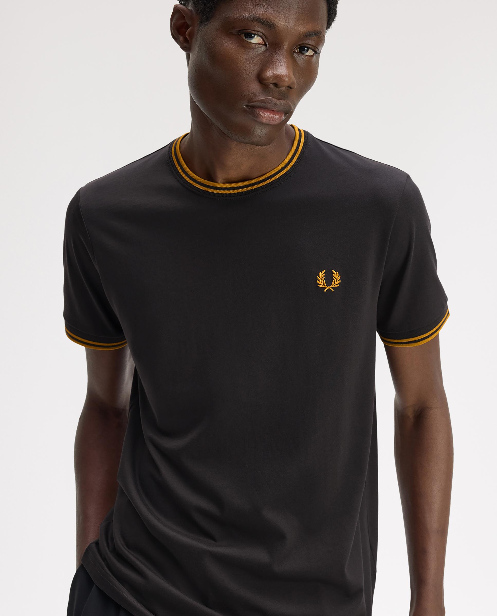 Camiseta de manga corta de hombre con ribete con dos franjas - Fred Perry - Gris oscuro Gris oscuro-3