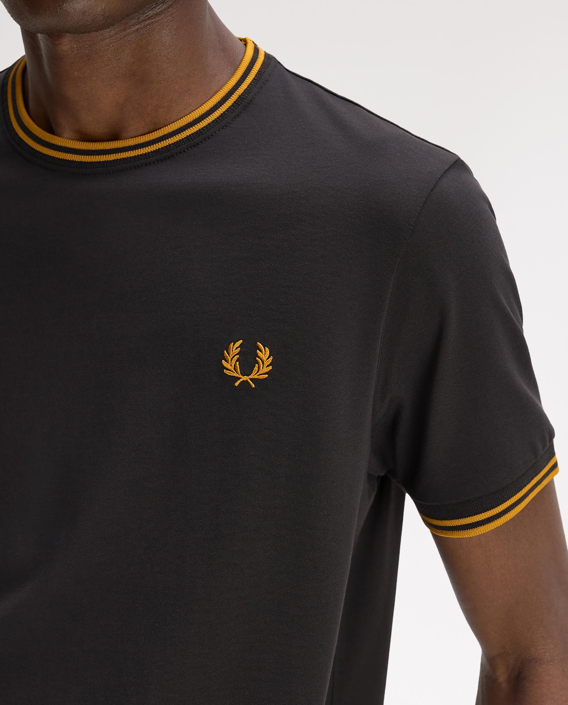 Camiseta de manga corta de hombre con ribete con dos franjas - Fred Perry - Gris oscuro Gris oscuro-5