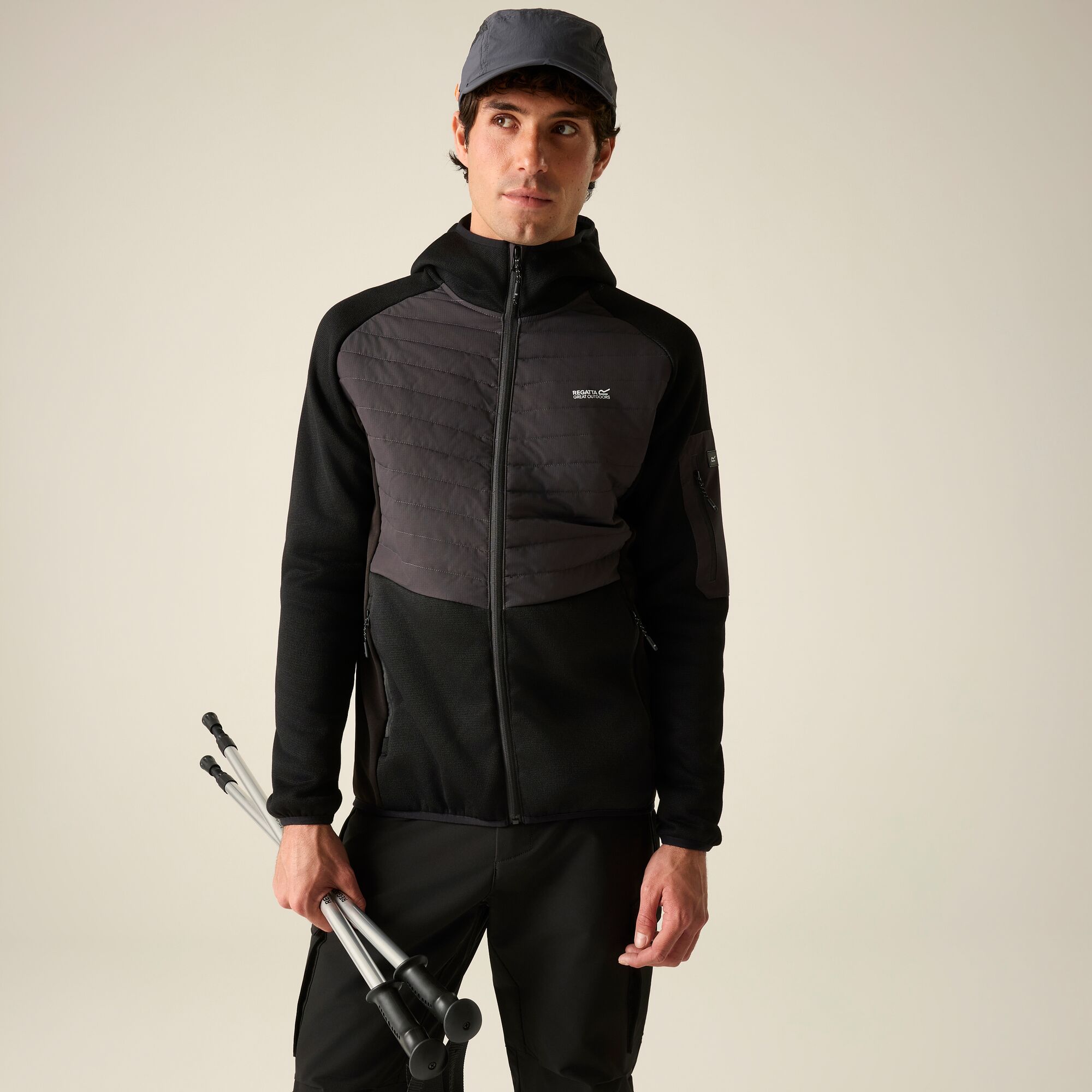 Chaqueta de hombre Newhill Hybrid Regatta - Negro / Gris Negro / Gris-1