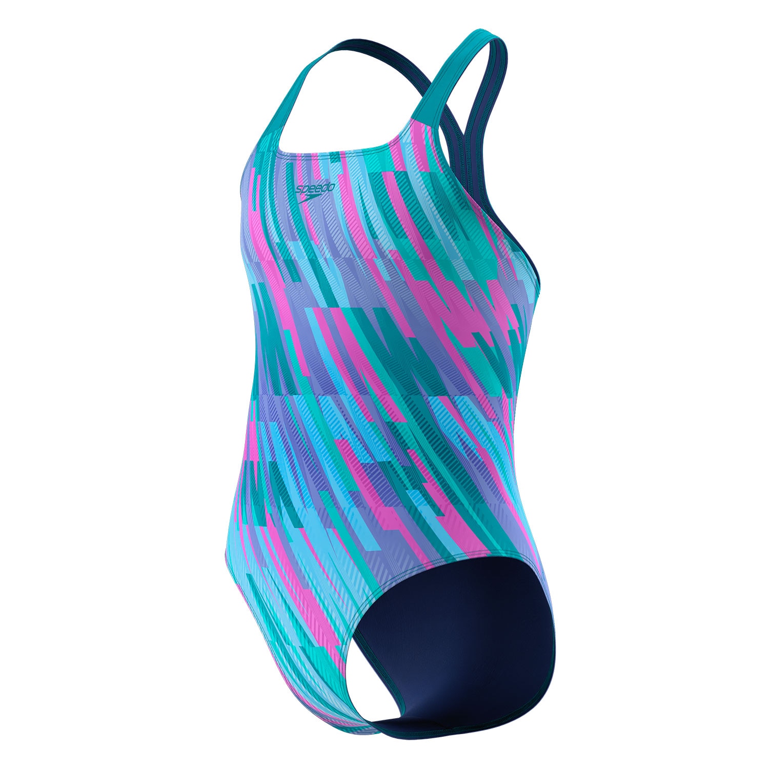 Bañador de natación para niñas Print Powerback Swimsuit Speedo - Azul Azul-2