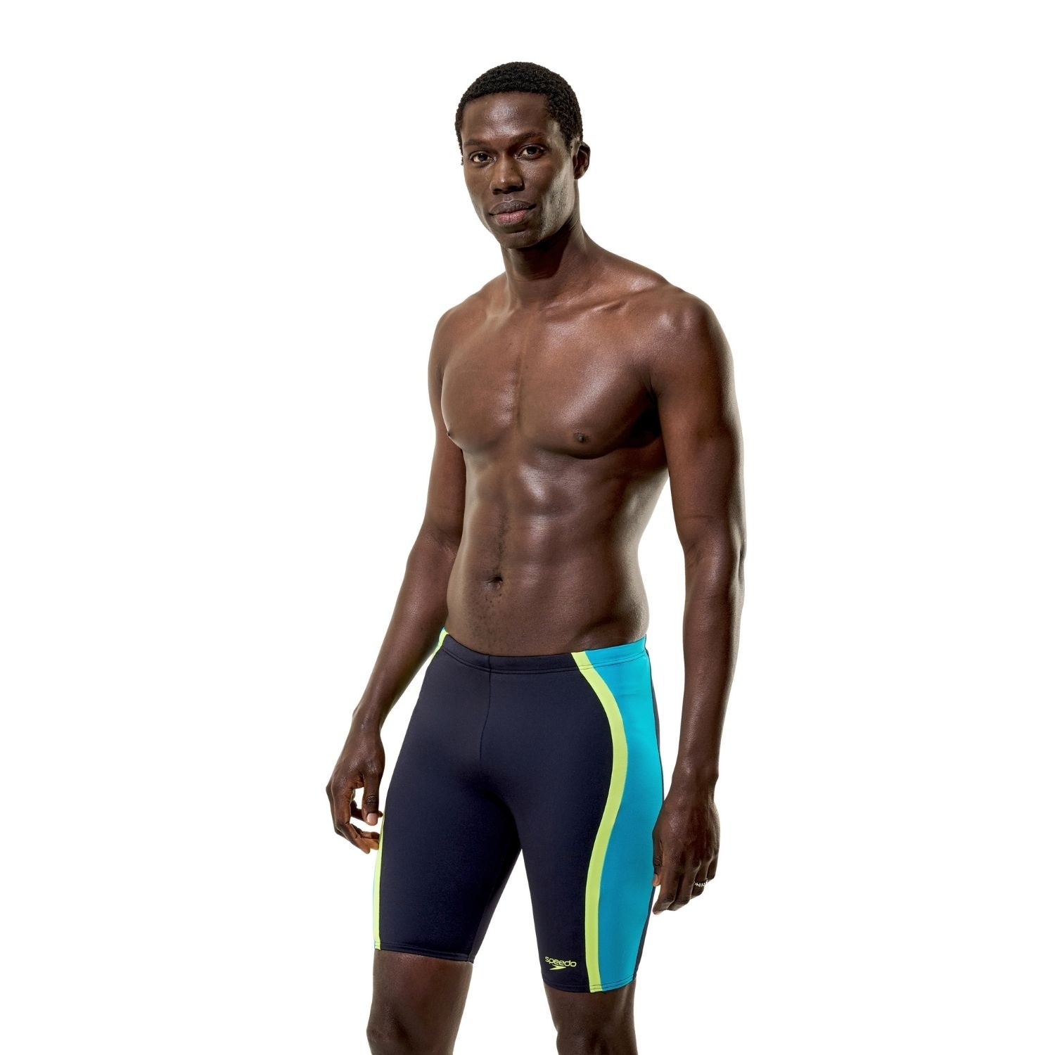 Bañador de natación para hombre Solid Splice Jammer Speedo - Negro / Azul Negro / Azul-2