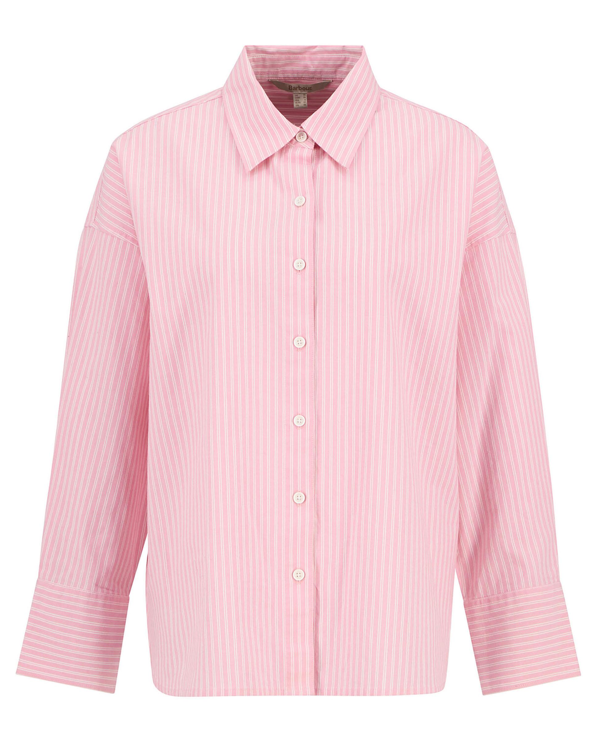 Camisa de mujer de corte recto con mangas largas - Barbour - Rosa / Blanco Rosa / Blanco-7
