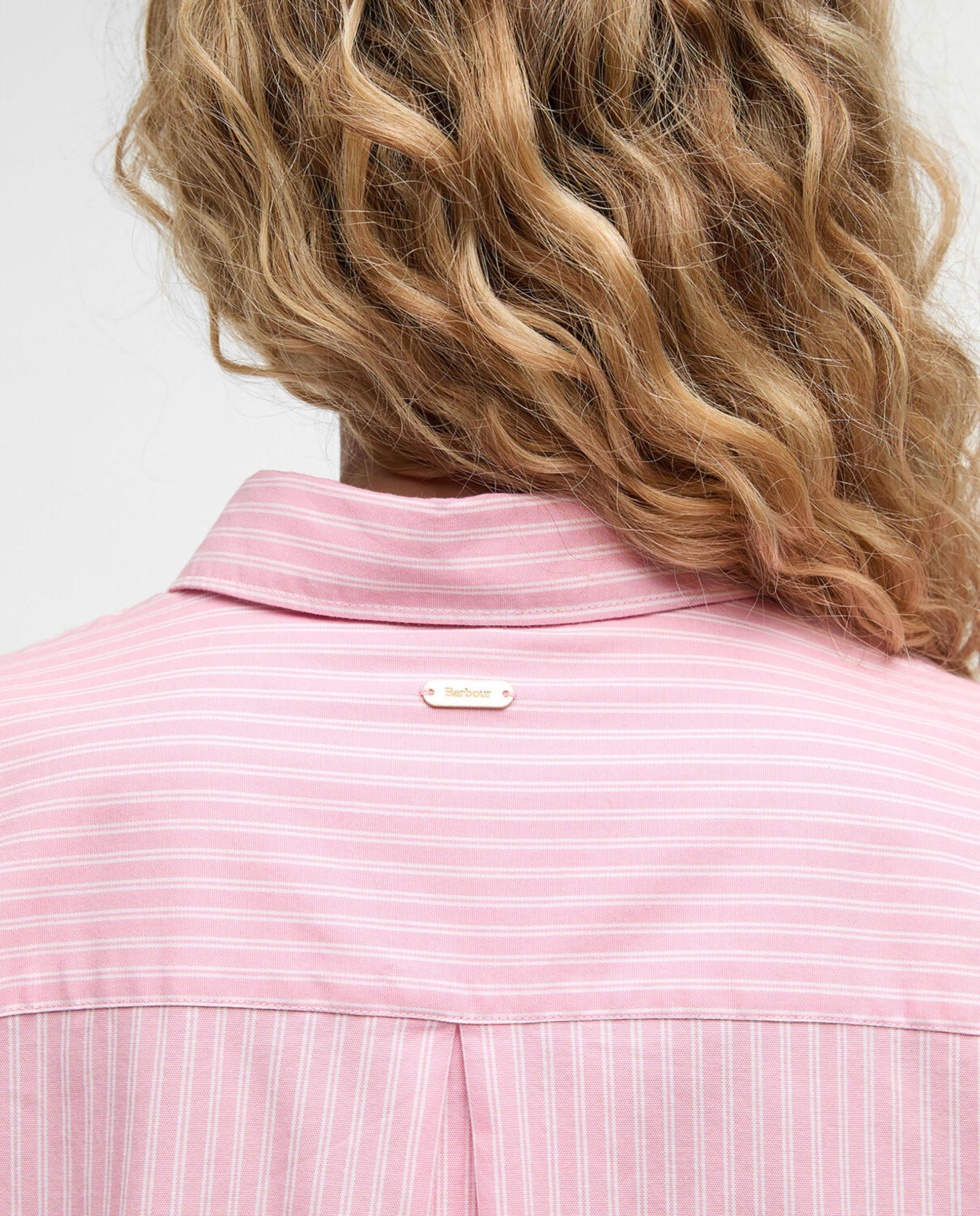 Camisa de mujer de corte recto con mangas largas - Barbour - Rosa / Blanco Rosa / Blanco-5