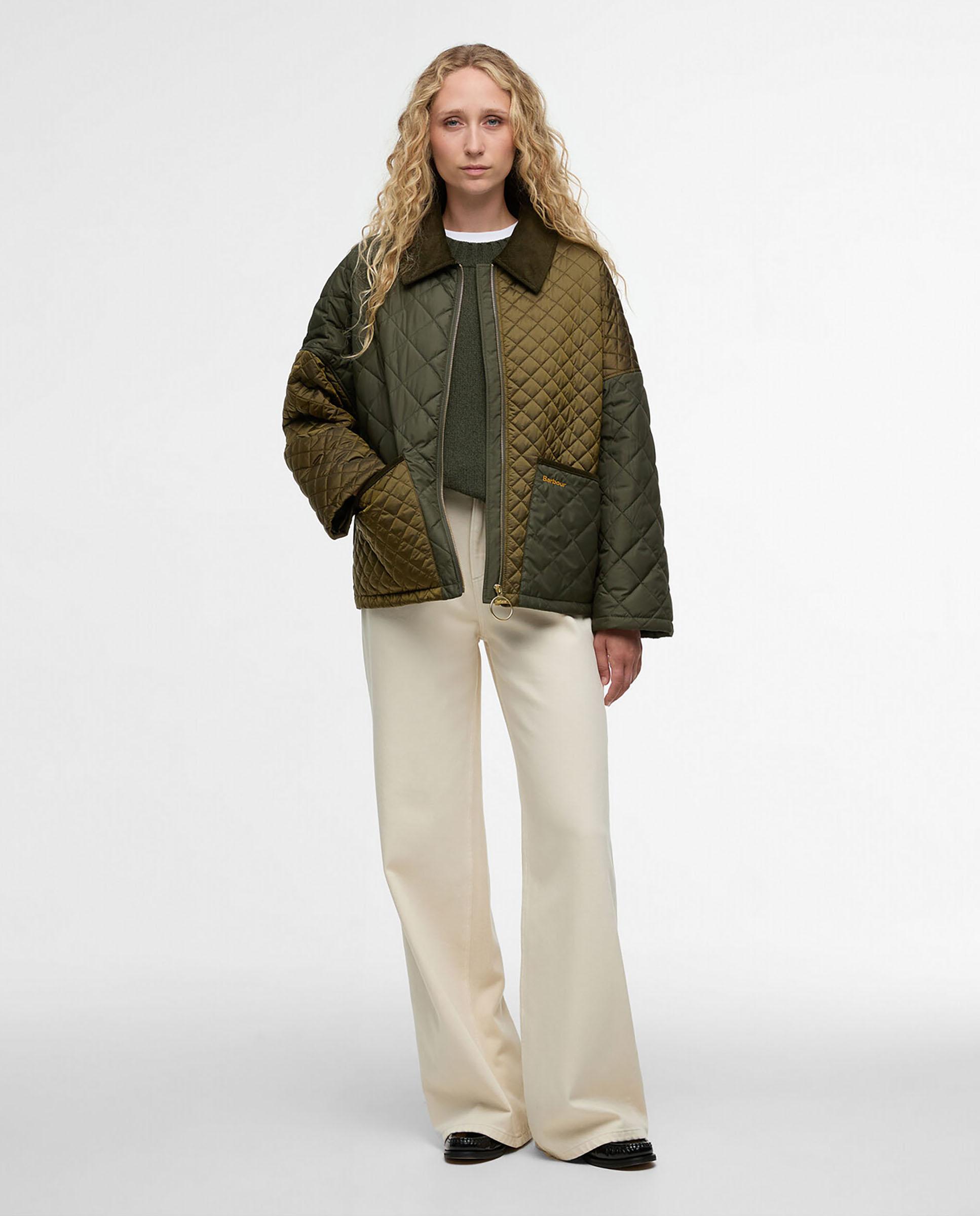 Abrigo acolchado de mujer con bolsillos de parche y cierre frontal de cremallera - Barbour - Verde oscuro Verde oscuro-3
