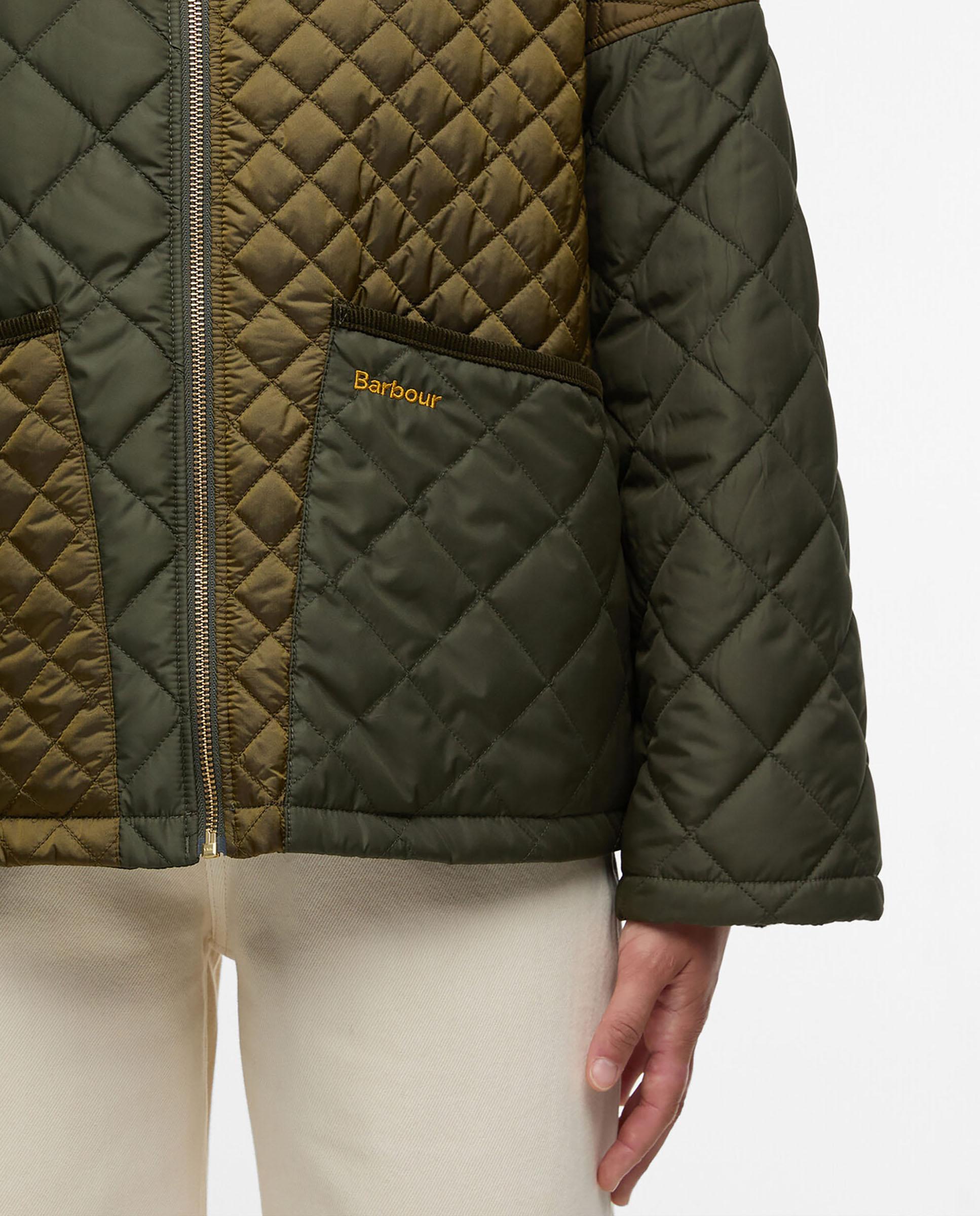 Abrigo acolchado de mujer con bolsillos de parche y cierre frontal de cremallera - Barbour - Verde oscuro Verde oscuro-5