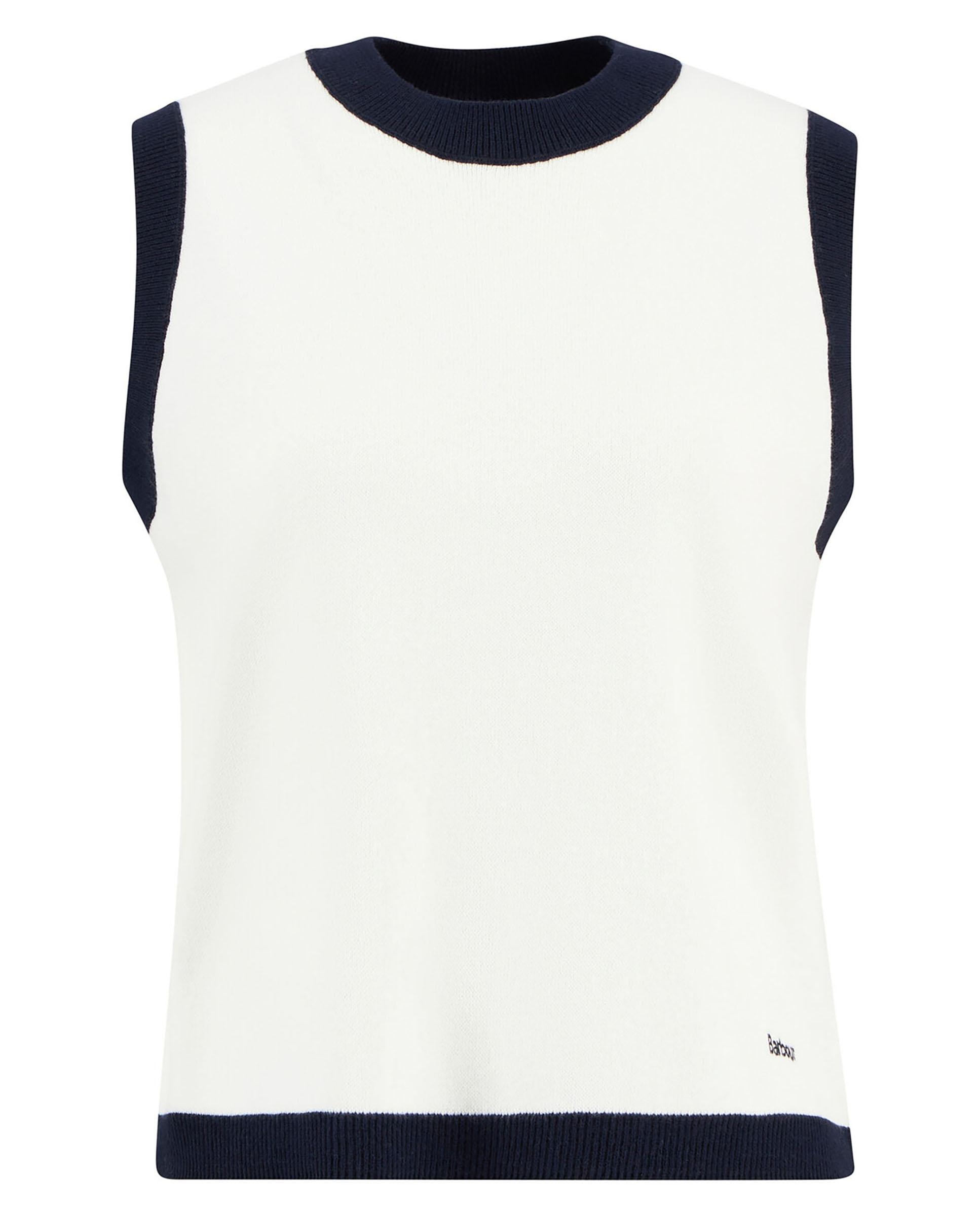 Camiseta de mujer con cuello redondo clásico y ribetes en contraste - Barbour - Blanco / Negro Blanco / Negro-7