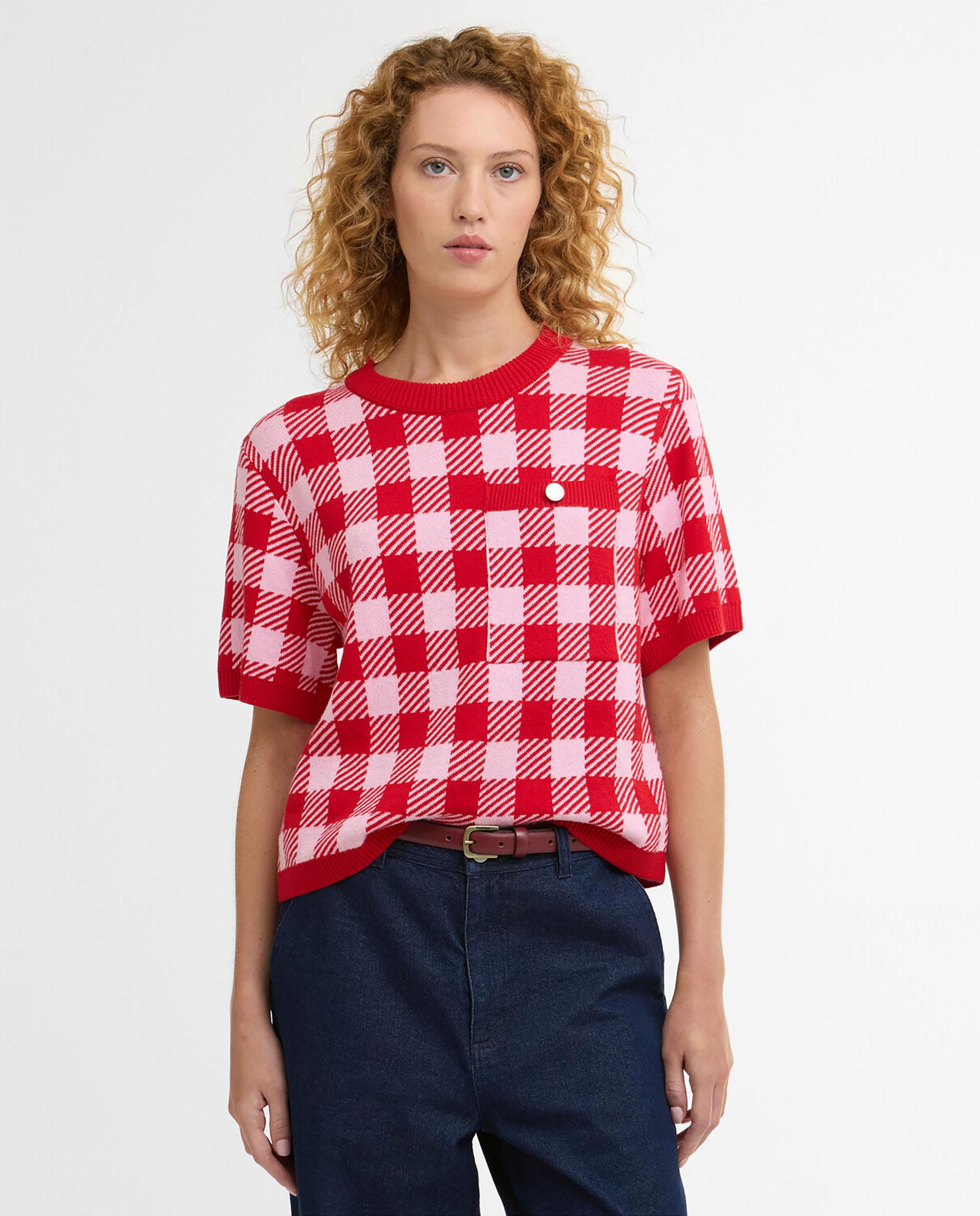 Jersey de mujer con ribetes acanalados y un bolsillo de parche - Barbour - Rojo / Blanco Rojo / Blanco-1