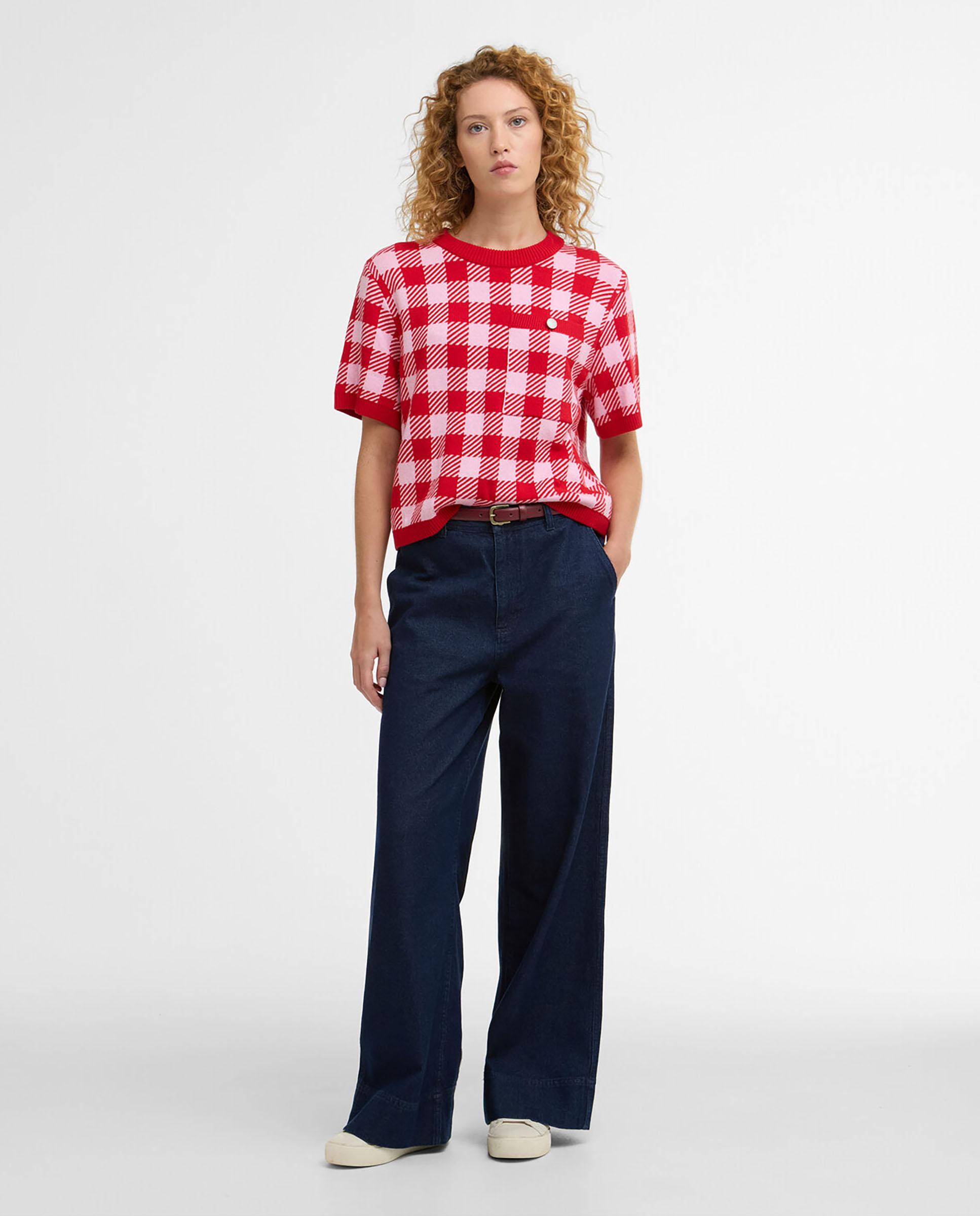 Jersey de mujer con ribetes acanalados y un bolsillo de parche - Barbour - Rojo / Blanco Rojo / Blanco-3