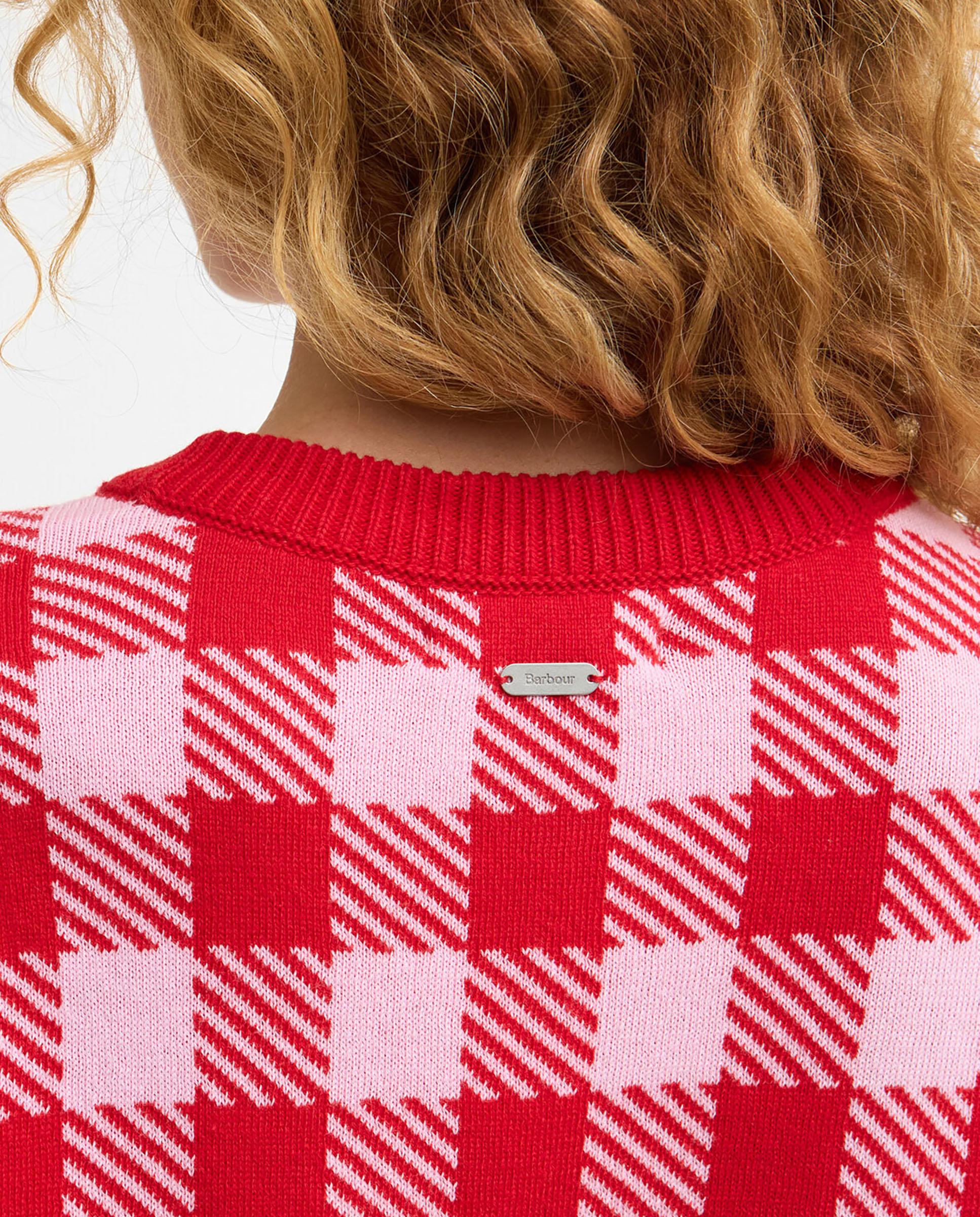 Jersey de mujer con ribetes acanalados y un bolsillo de parche - Barbour - Rojo / Blanco Rojo / Blanco-5
