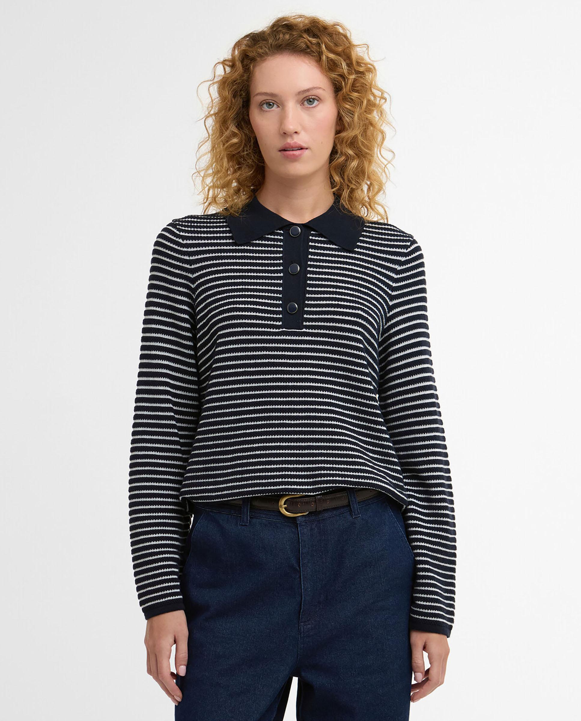 Barbour - Jersey de mujer de manga larga y diseño de rayas.